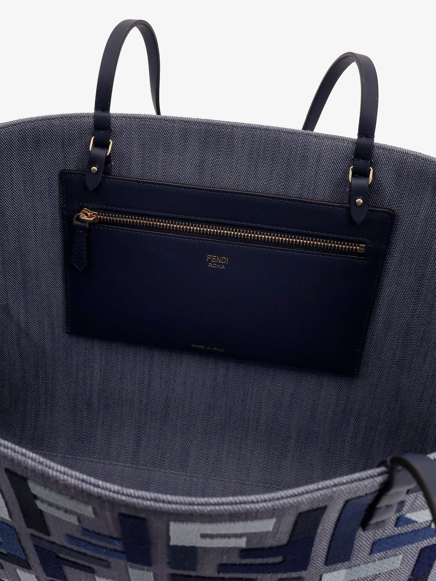 Fendi Roll Large Ff Jacquard Fabric Shopping Bag