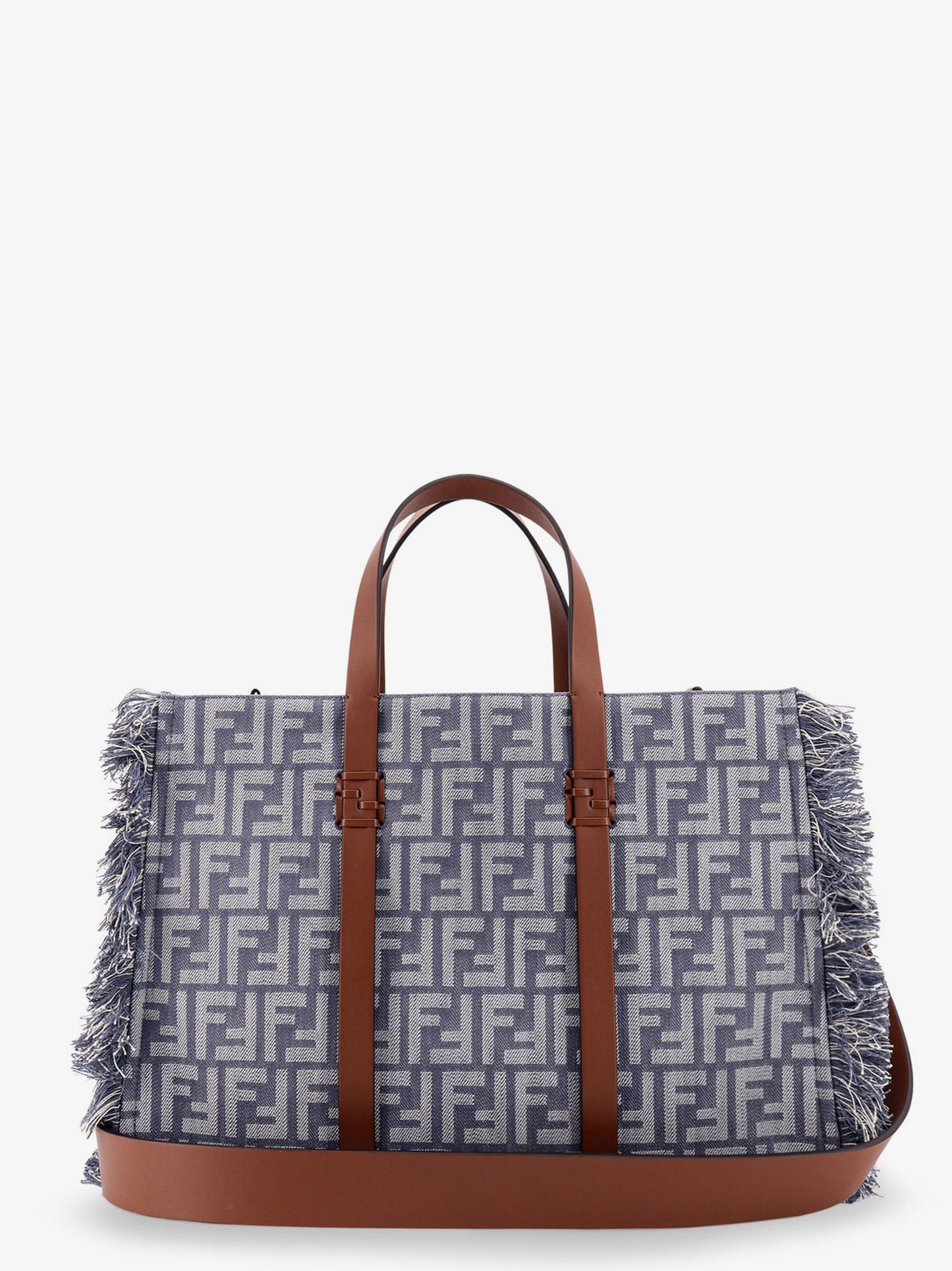 Fendi Summer Tote Ff Jacquard Fabric Shoulder Bag With Fringes