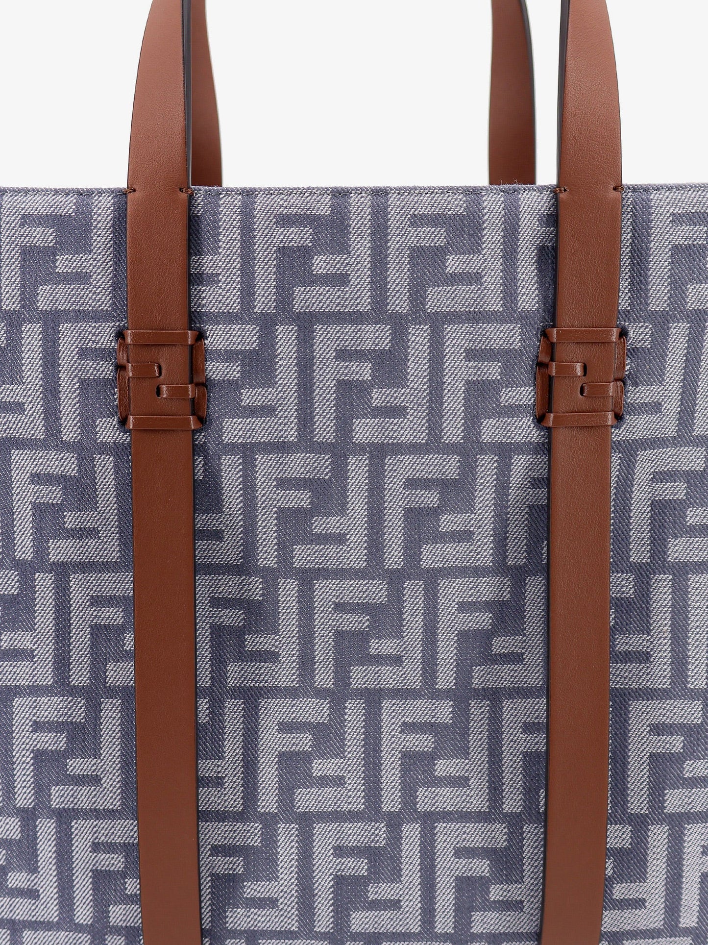 Fendi Summer Tote Ff Jacquard Fabric Shoulder Bag With Fringes