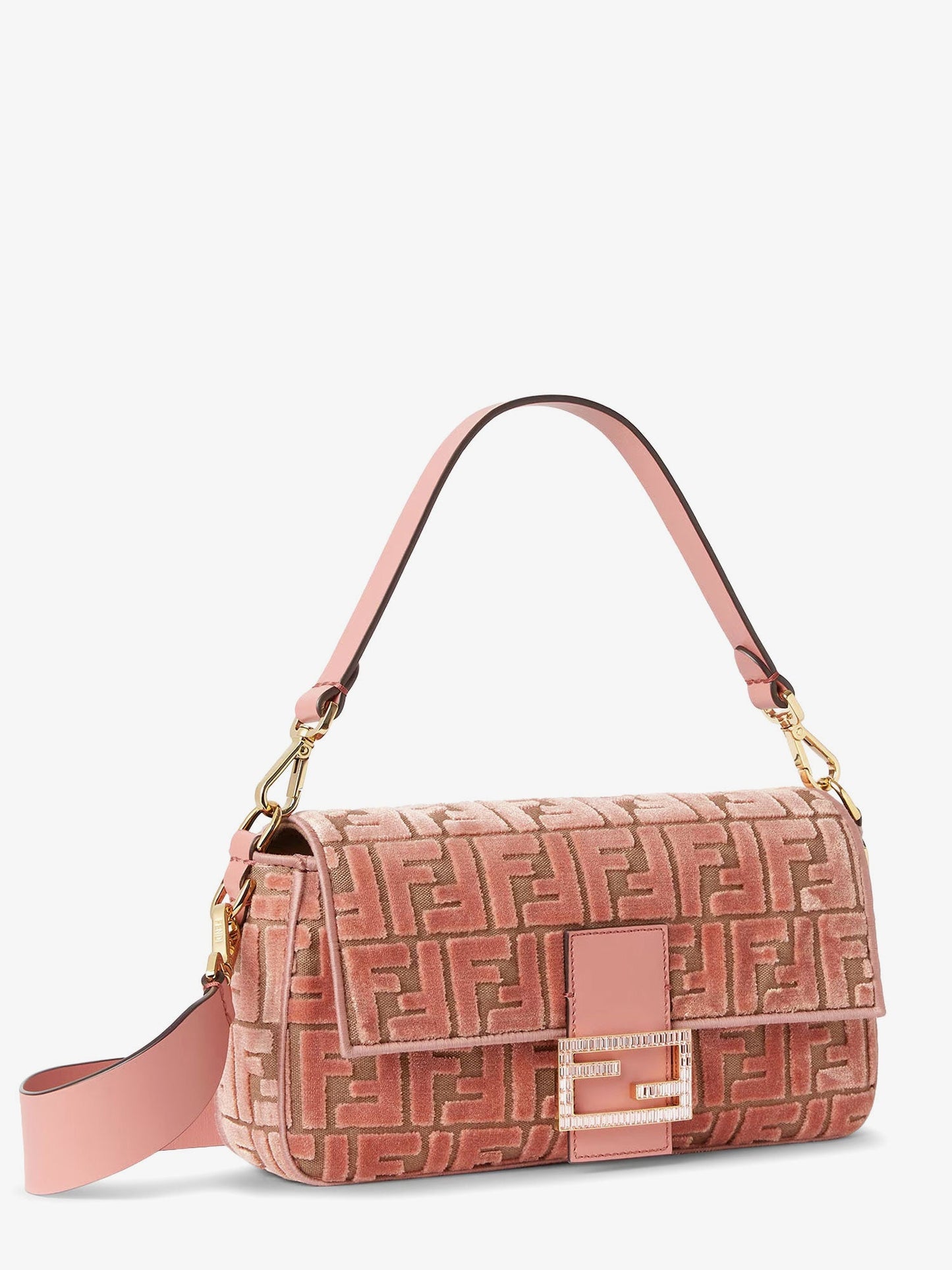 Fendi Baguette Ff Jacquard Velvet Shoulder Bag