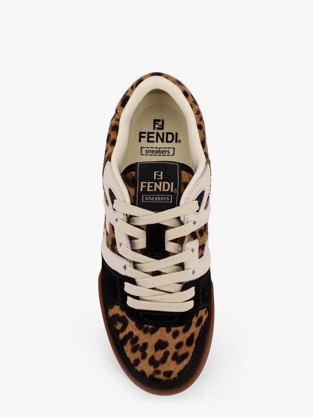Fendi Fendi Match suede and pony skin low-top sneakers - Nat.Brown+Nero+Garza
