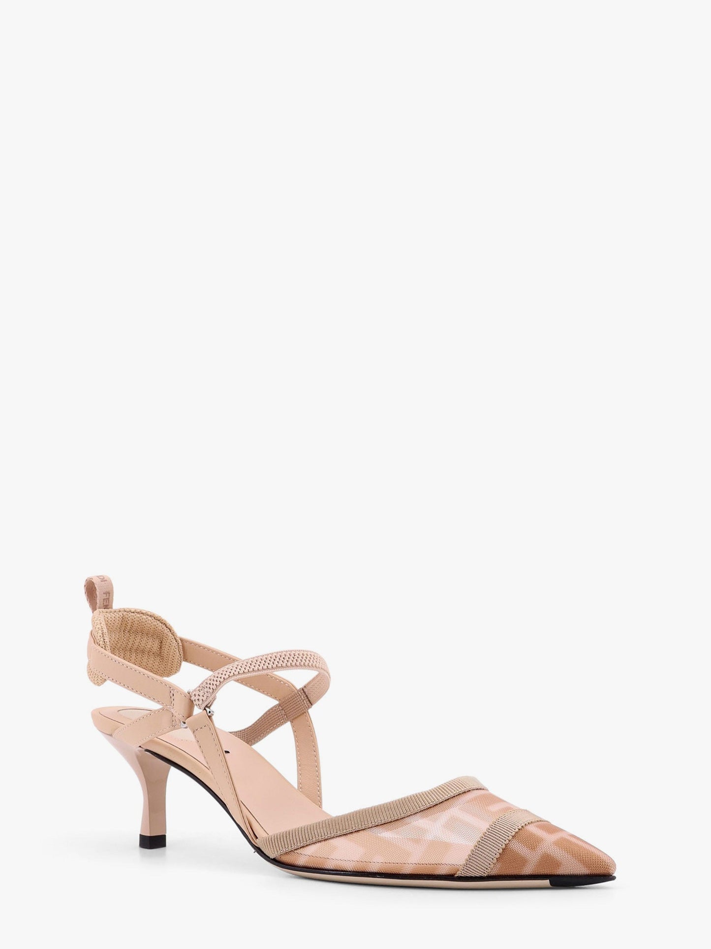 Fendi Colibrì Leather And Mesh Slingback With Ff Motif