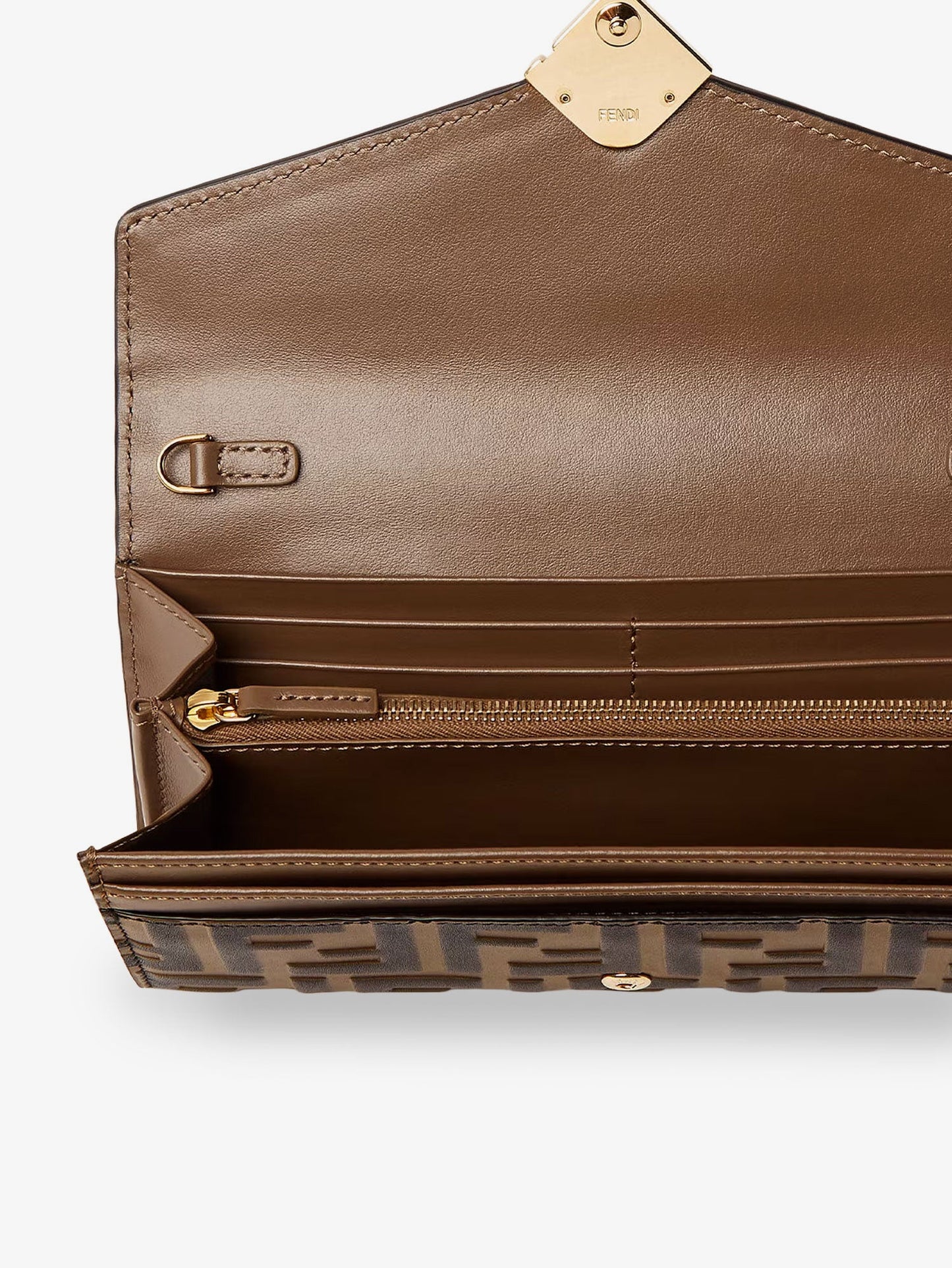 Fendi Continental With Chain Baguette Ff Jacquard Fabric Crossbody Bag