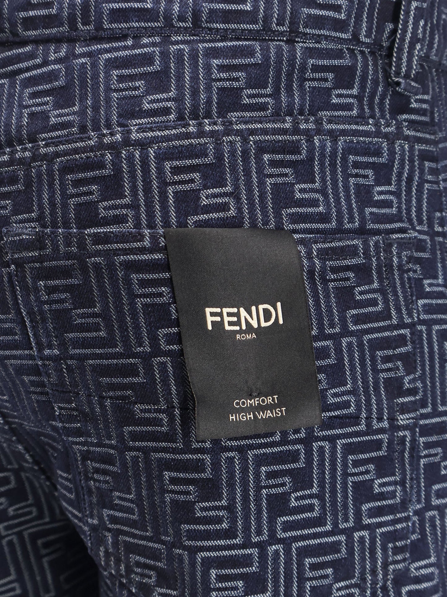 Fendi Denim Bermuda Shorts With All Over Ff Logo