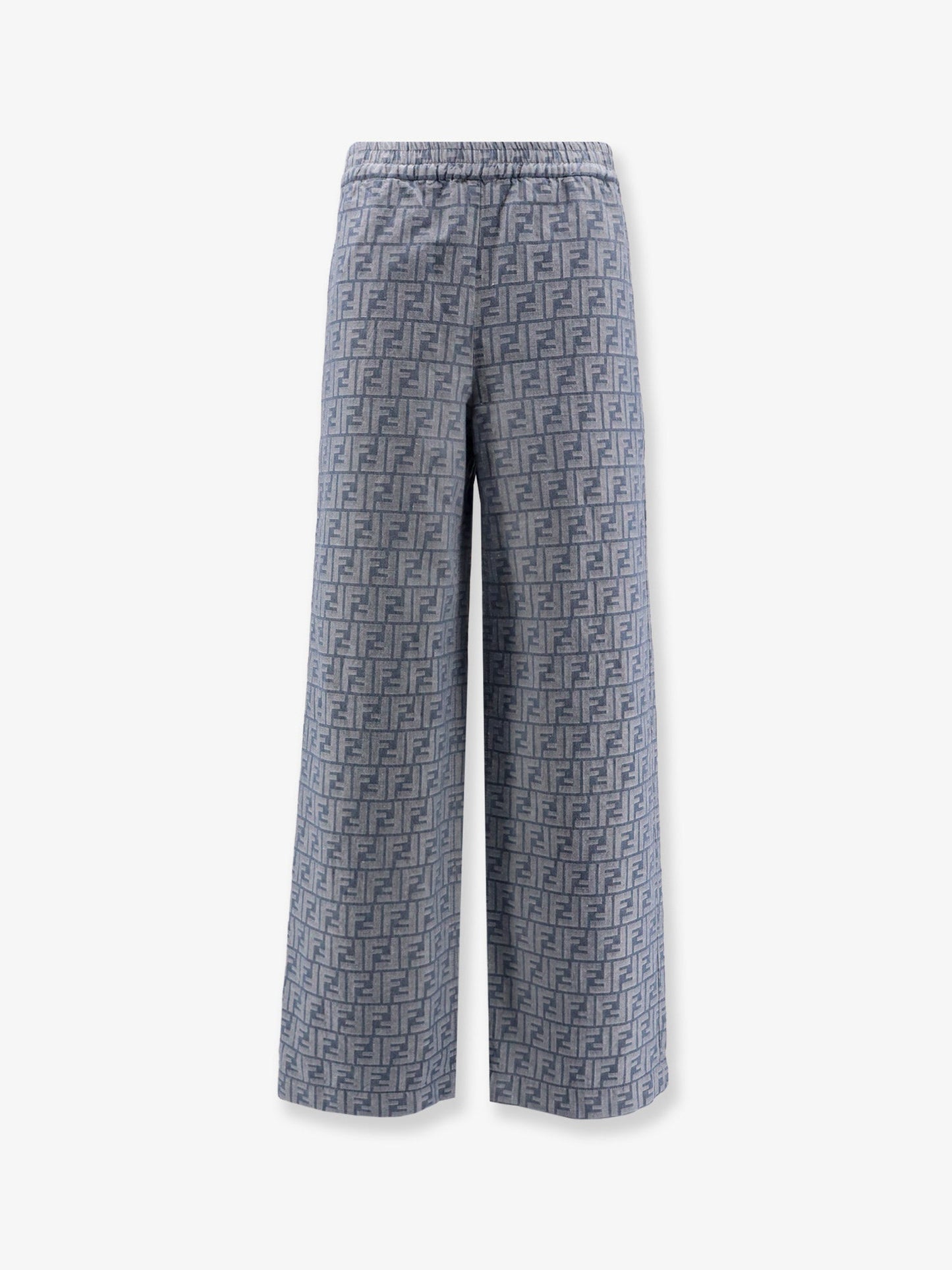 Fendi Cotton And Linen Trousers With All Over Ff Motif