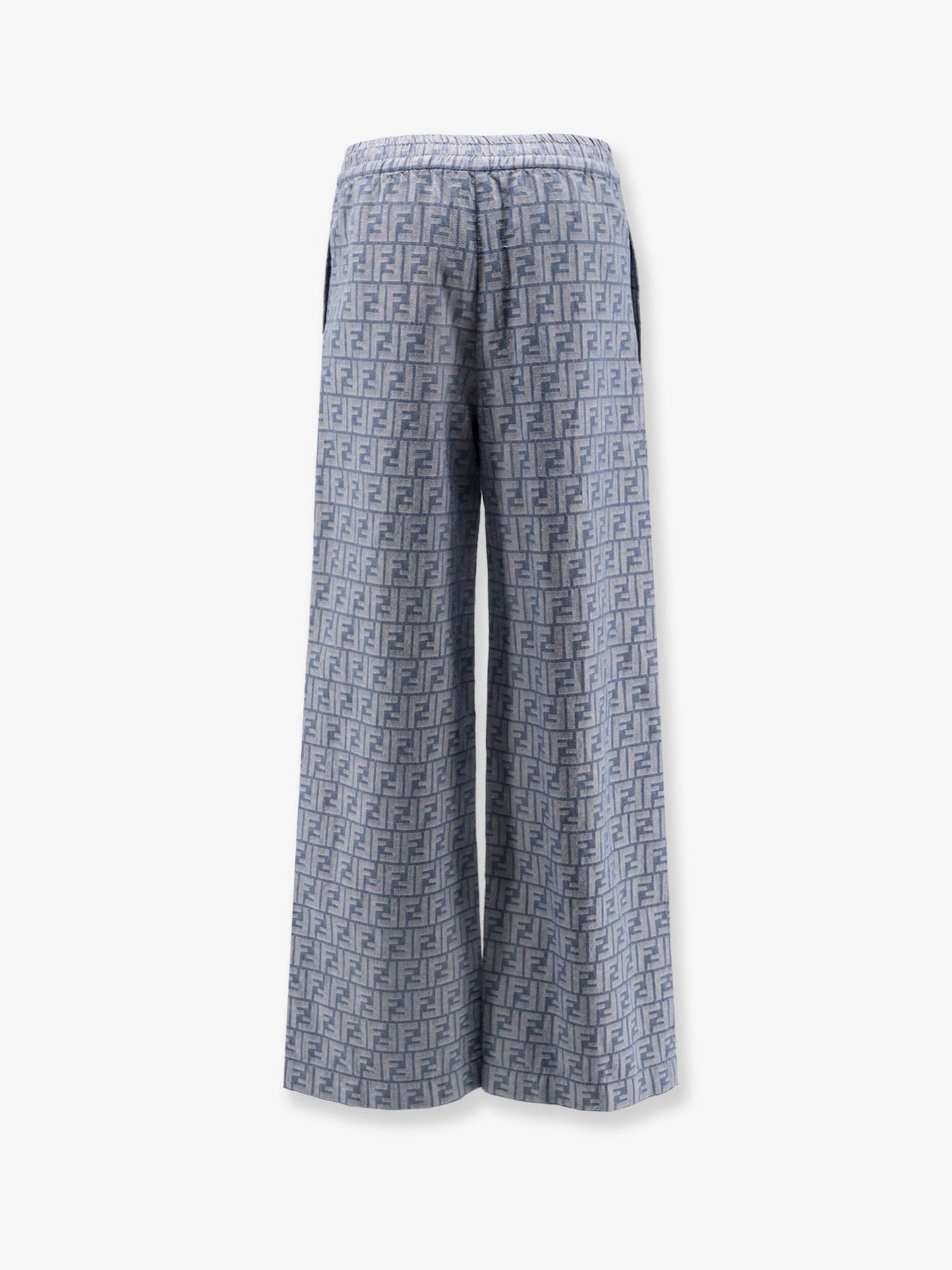 Fendi Cotton And Linen Trousers With All Over Ff Motif