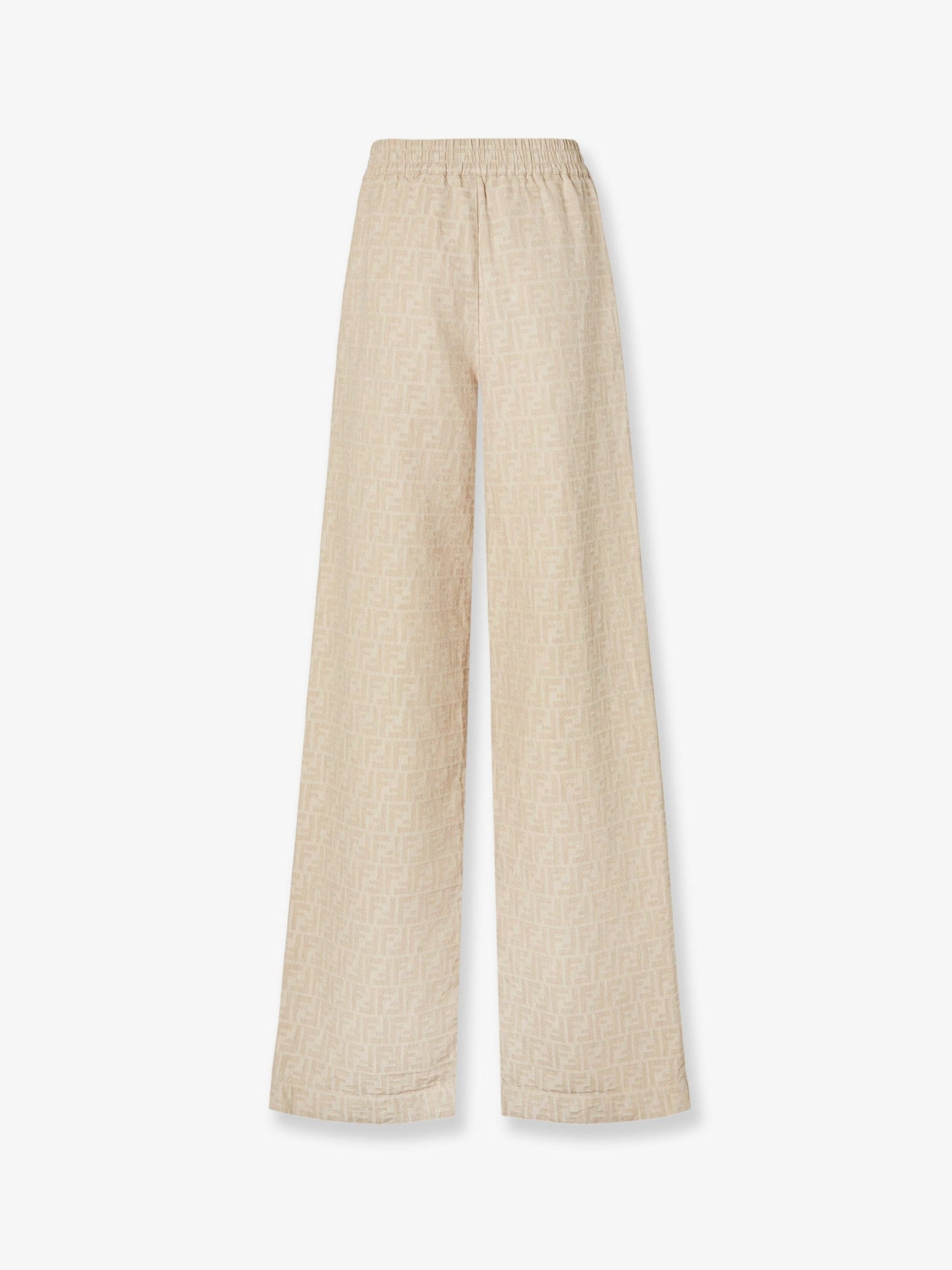 Fendi Cotton And Linen Trousers With All Over Ff Motif