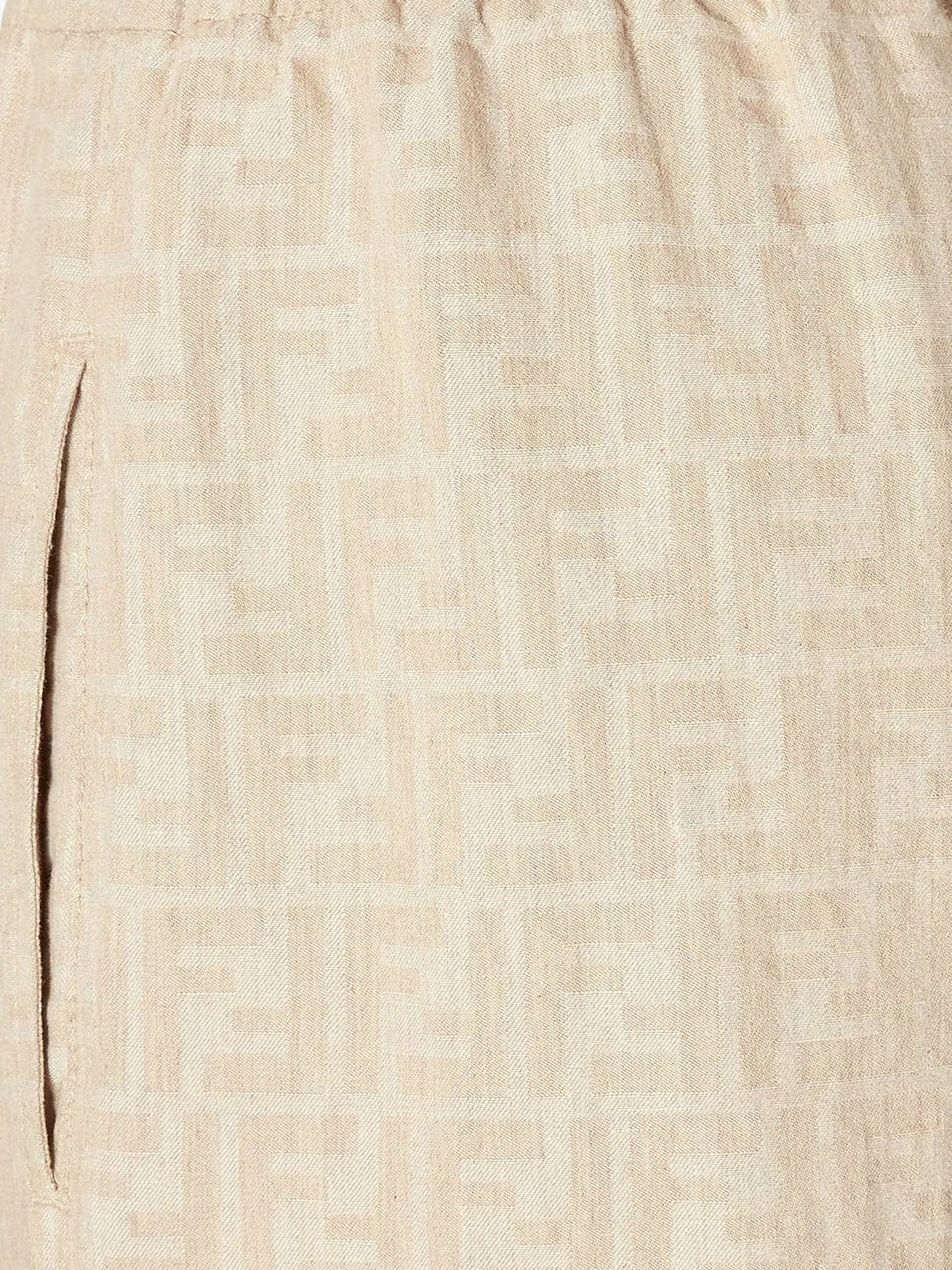 Fendi Cotton And Linen Trousers With All Over Ff Motif