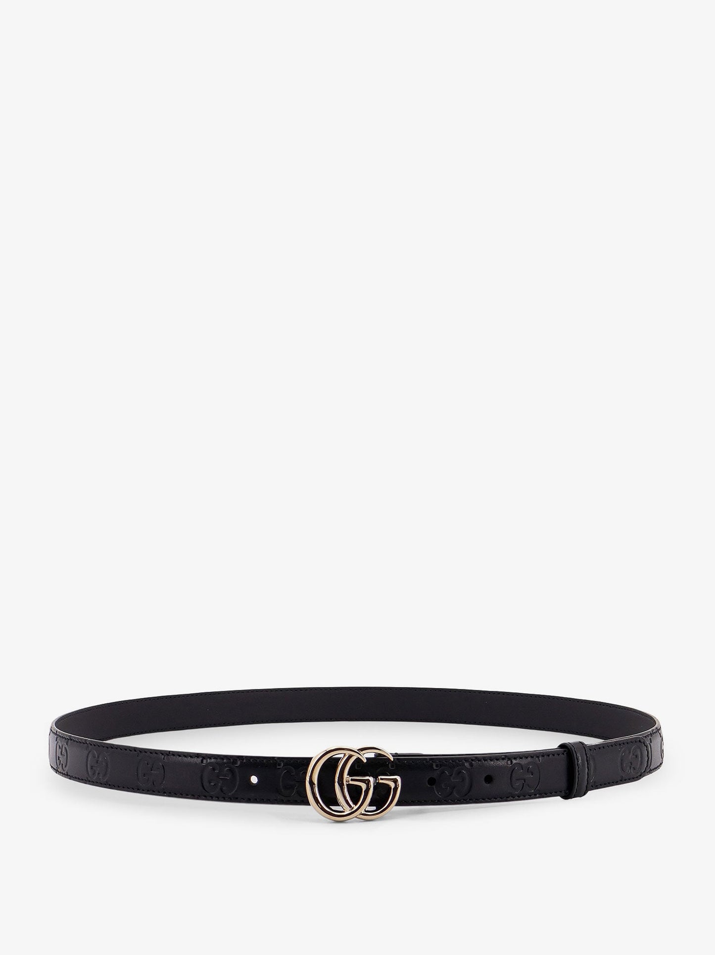 Gucci Leather Belt With All Over Gg Logo
