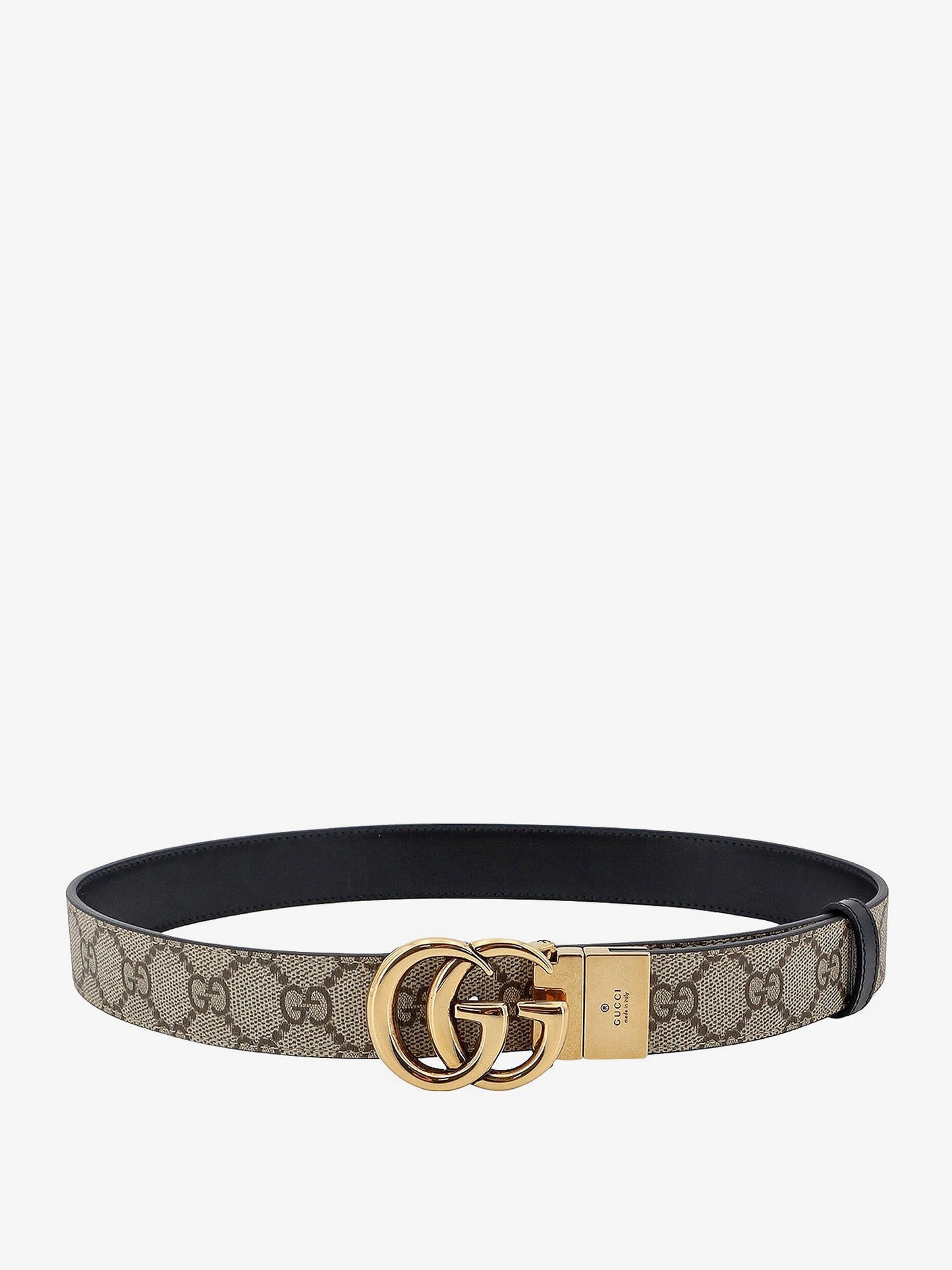 Gucci Gg Supreme Fabric And Leather Reversible Belt