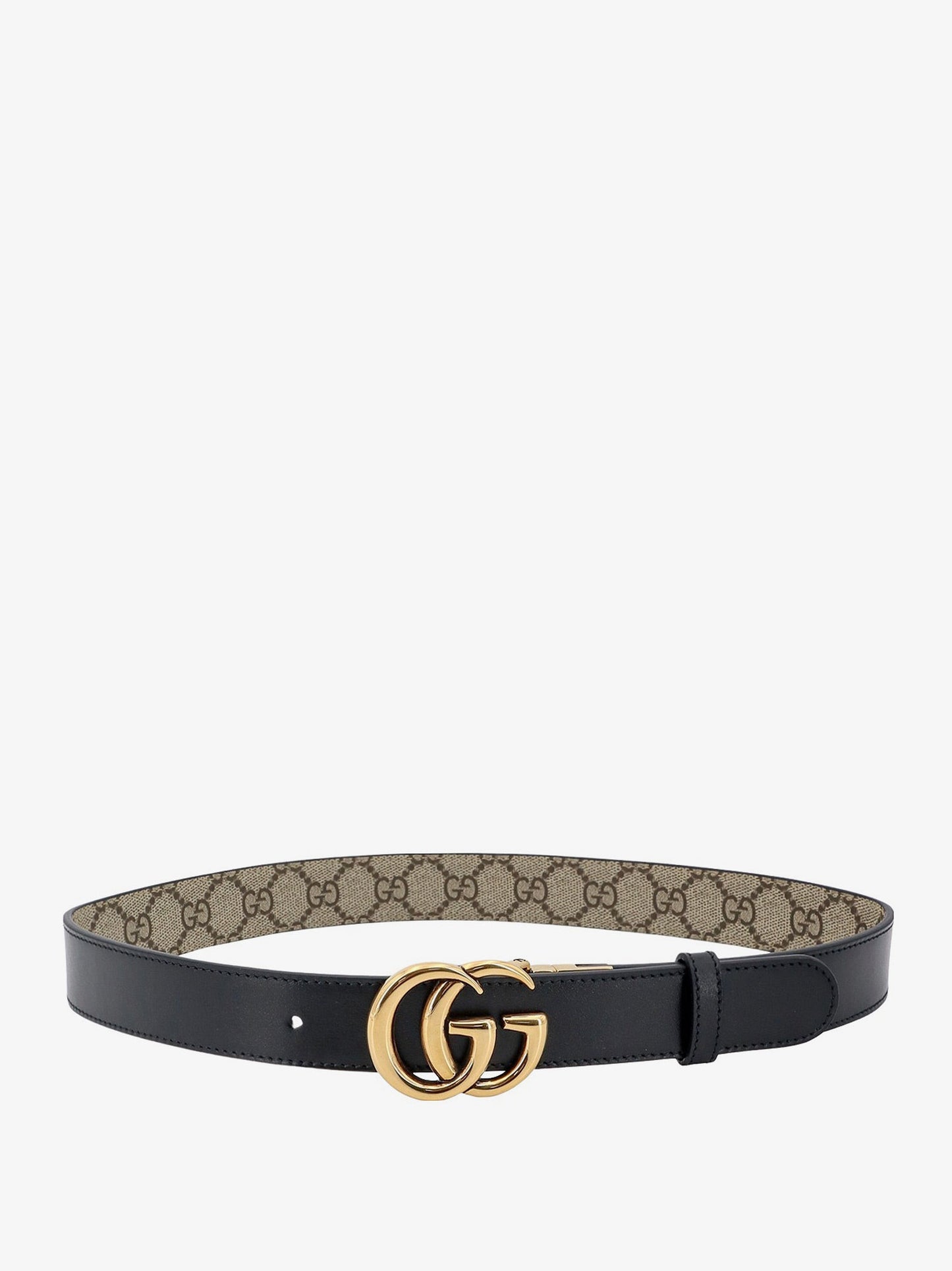 Gucci Gg Supreme Fabric And Leather Reversible Belt