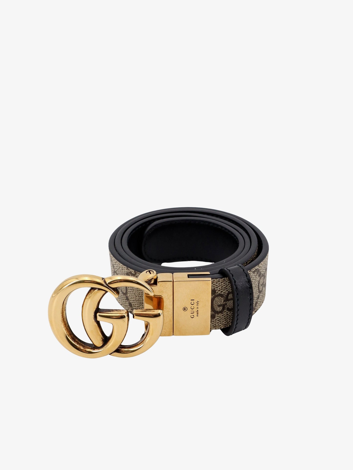 Gucci Gg Supreme Fabric And Leather Reversible Belt