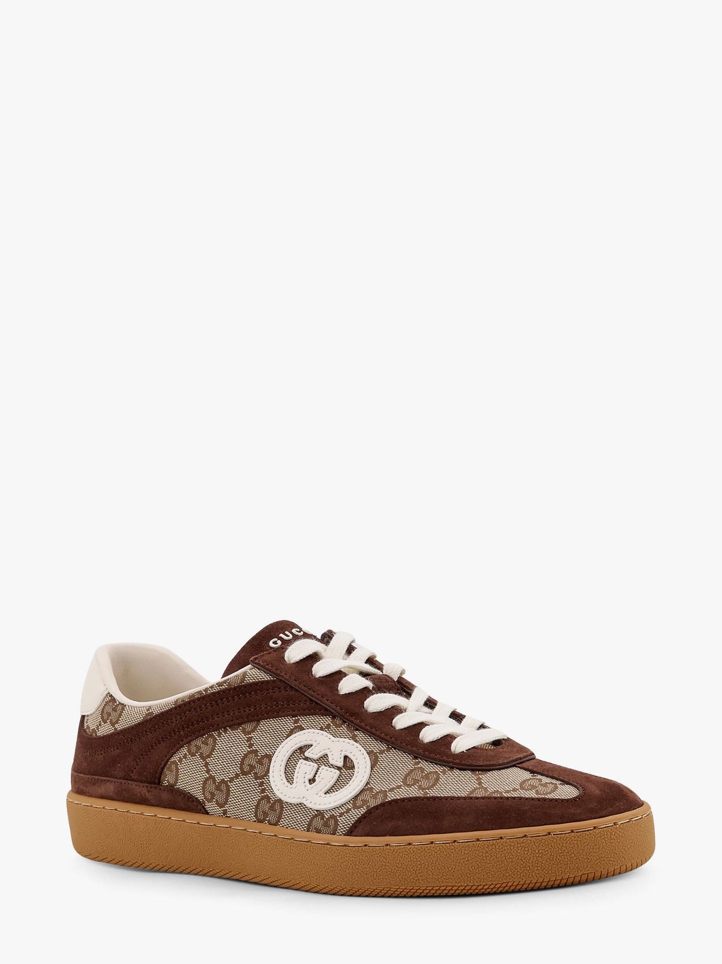 Gucci G75 Low Top Supreme Gg Fabric And Suede Sneakers