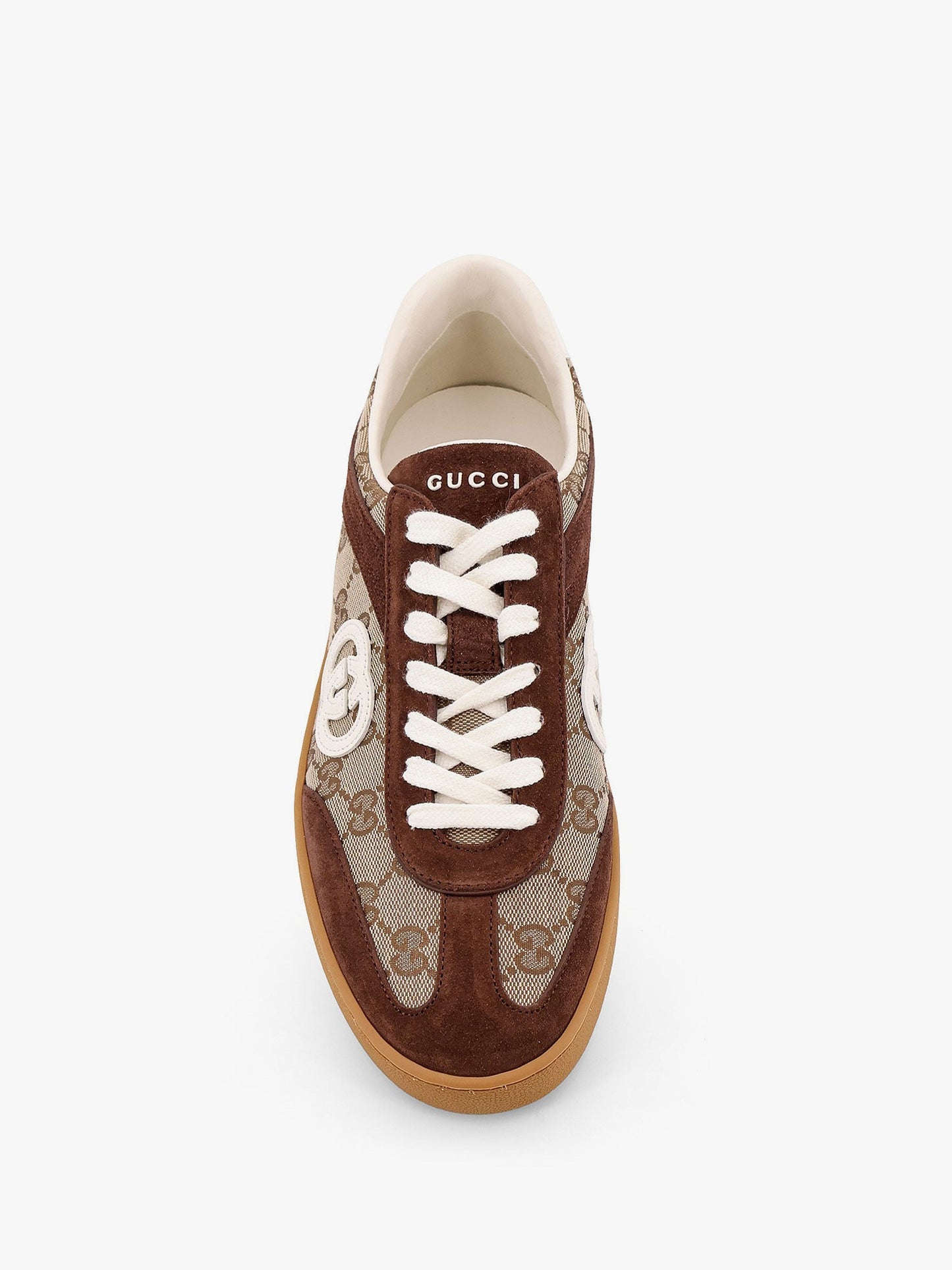 Gucci G75 Low Top Supreme Gg Fabric And Suede Sneakers