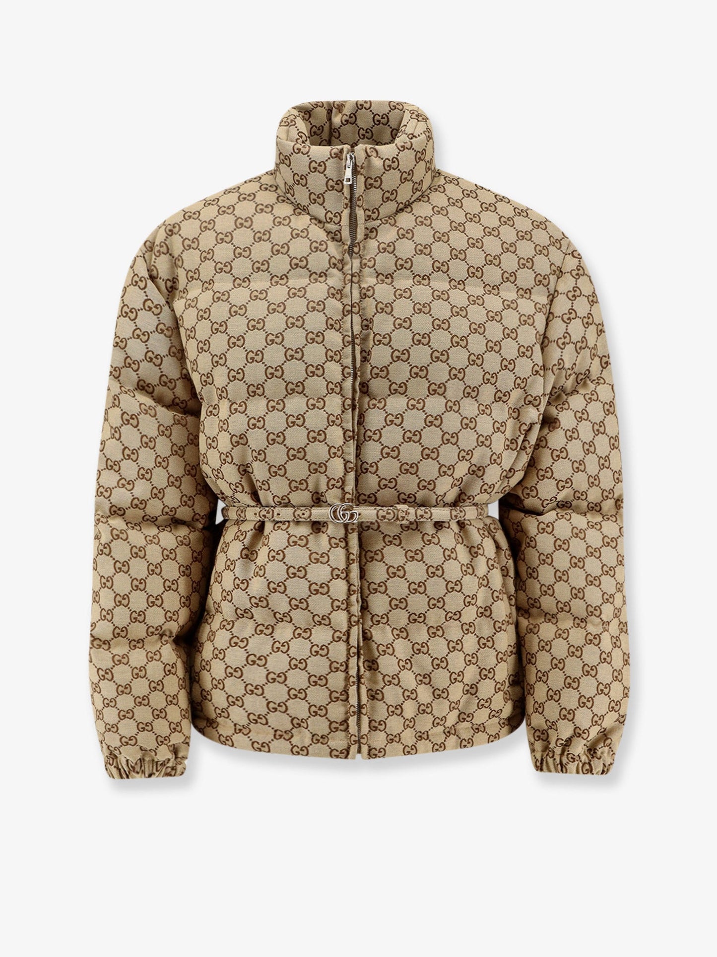Gucci Gg Fabric Padded Jacket With Belt