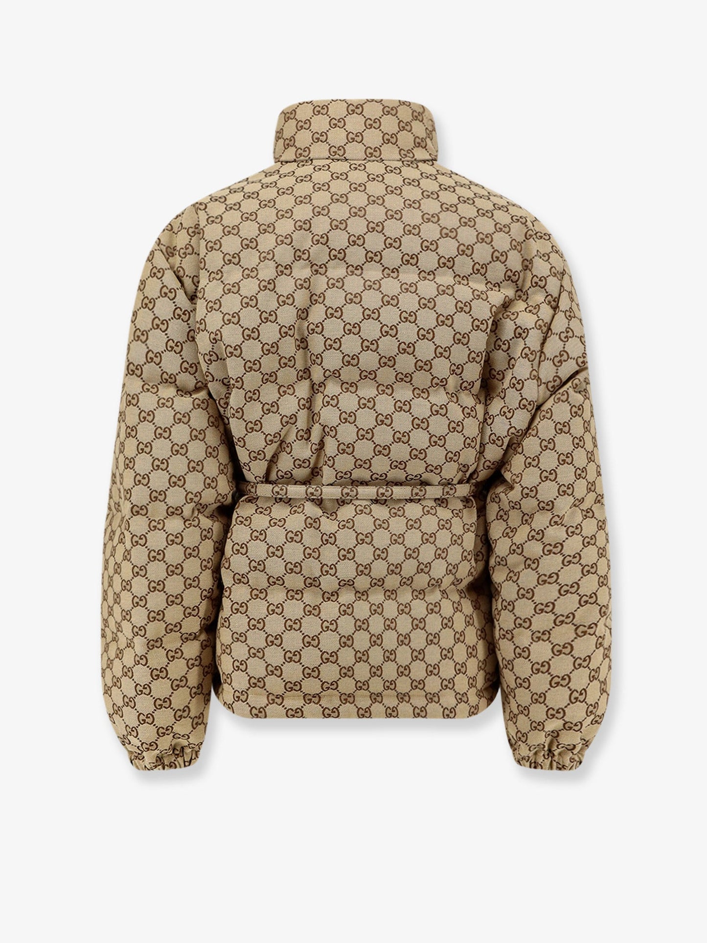 Gucci Gg Fabric Padded Jacket With Belt