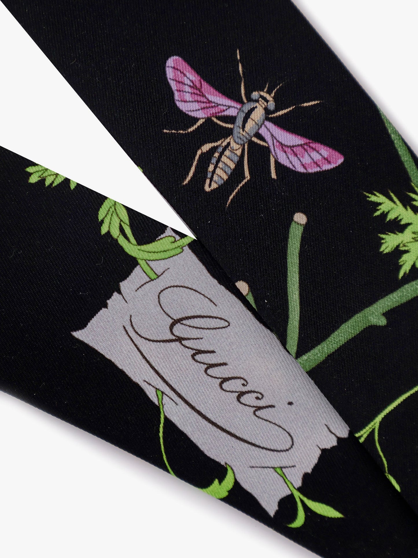 Gucci Gucci Flora Printed Silk Twill Neck Bow