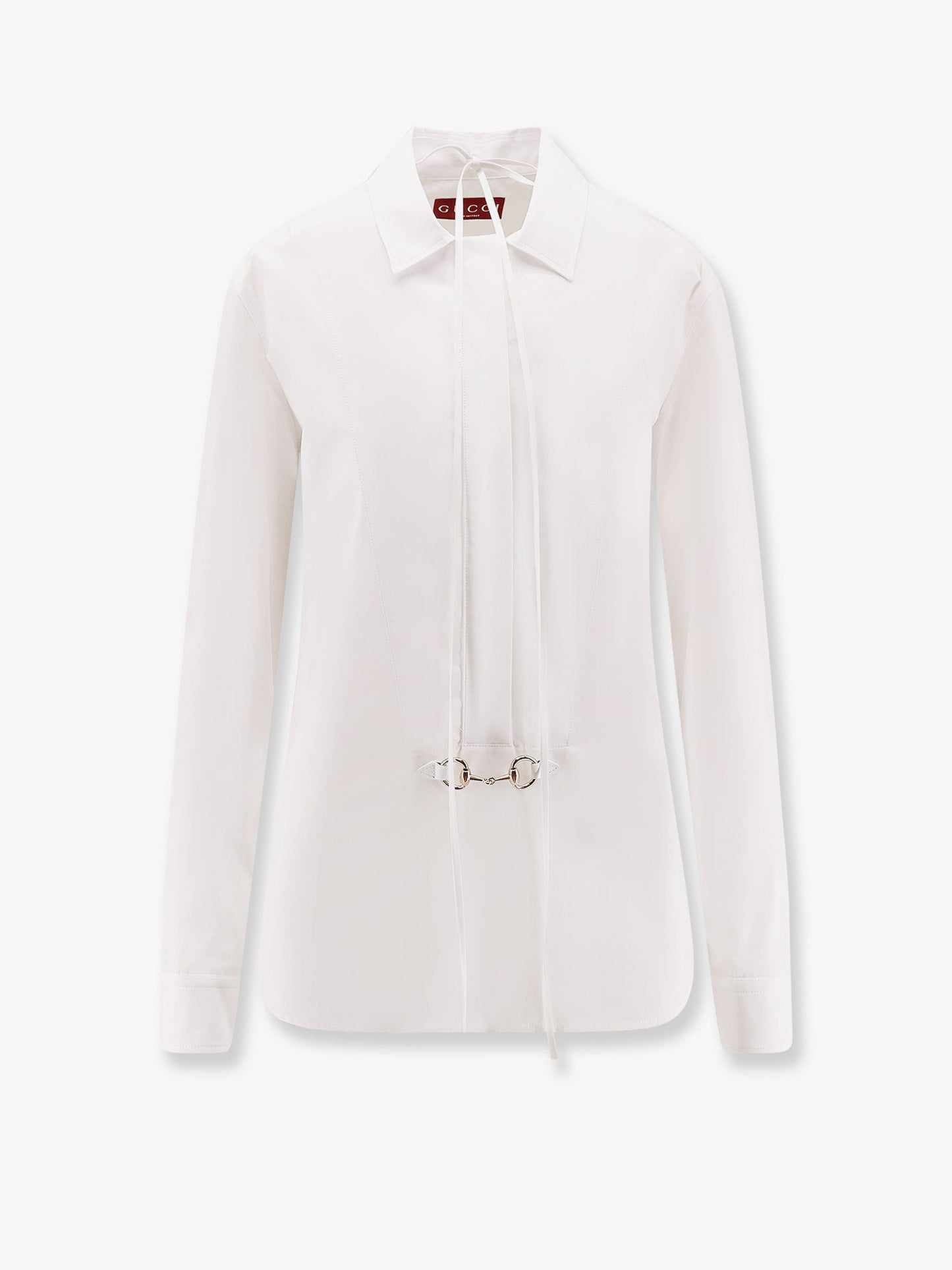 Gucci Cotton Popeline Shirt With Iconic Metal Horsebit