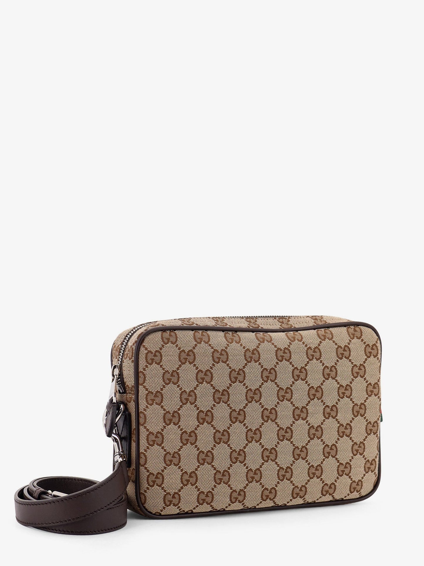 Gucci Gg Supreme Fabric Shoulder Bag With Leather Inserts