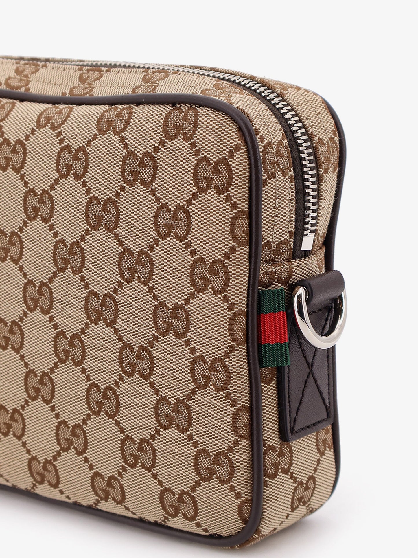Gucci Gg Supreme Fabric Shoulder Bag With Leather Inserts