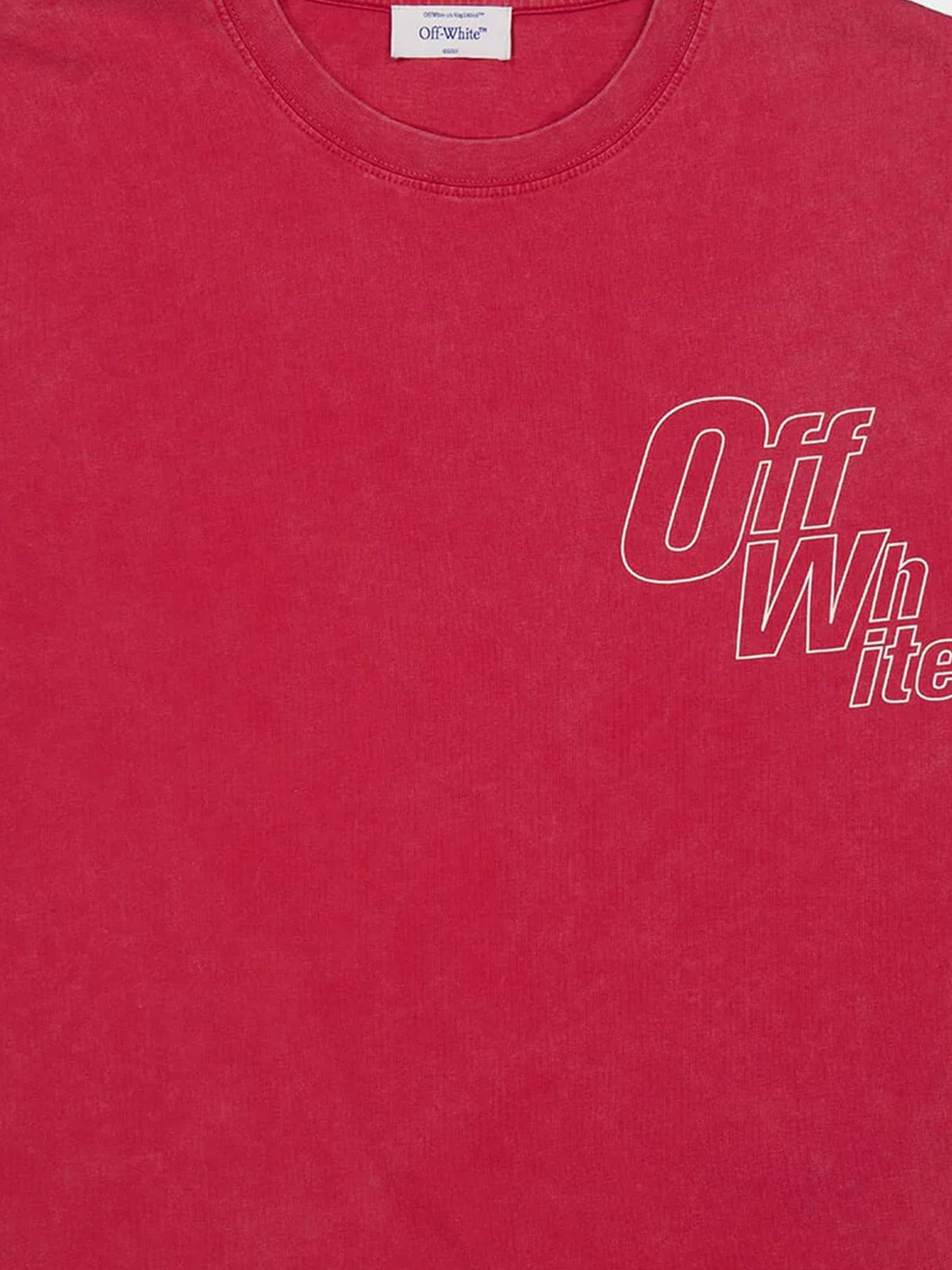 Off White Cotton T-shirt - Coral Red - W
