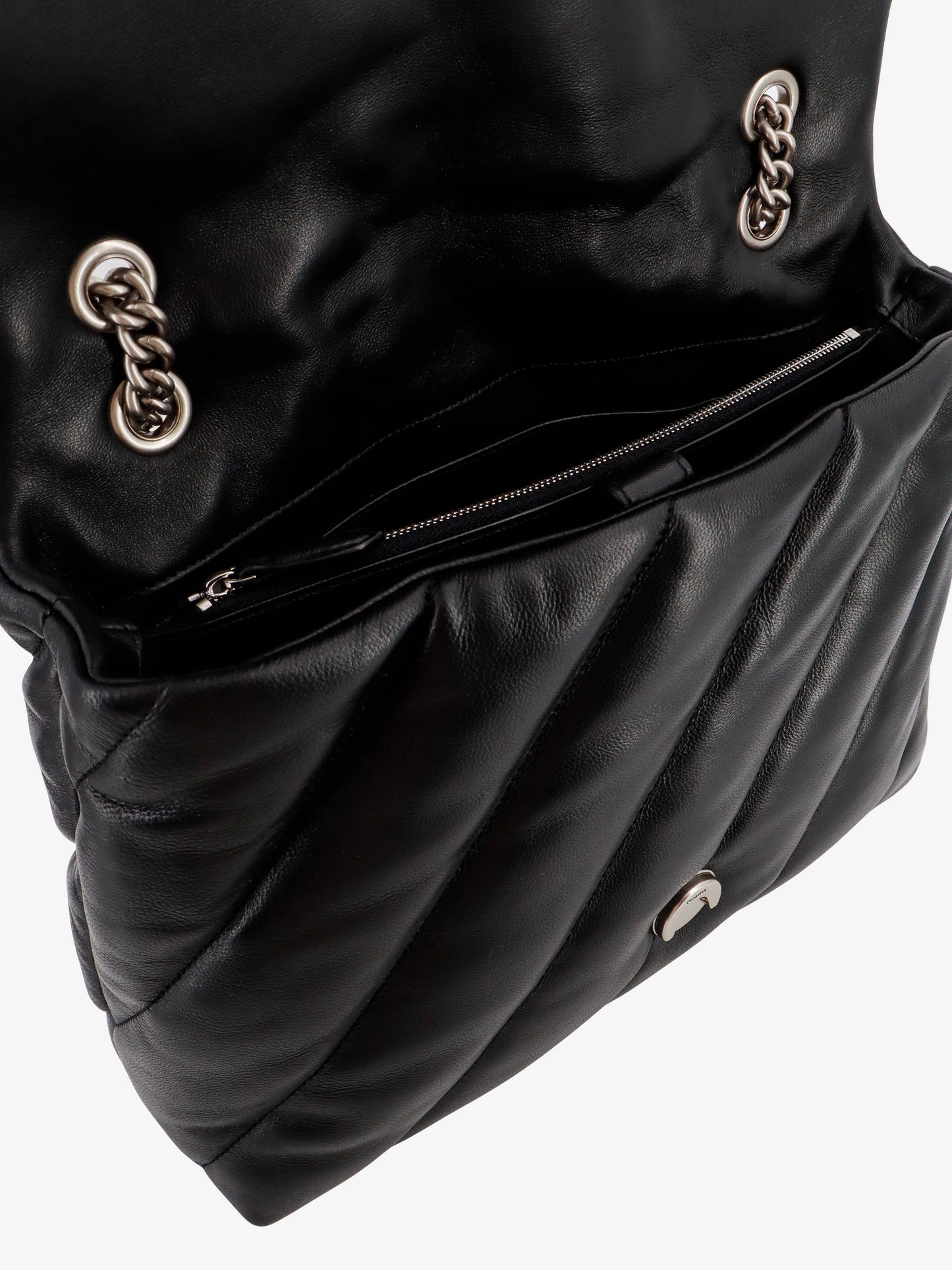 Pinko Matelassé Leather Shoulder Bag With Iconic Love Birds Buckle