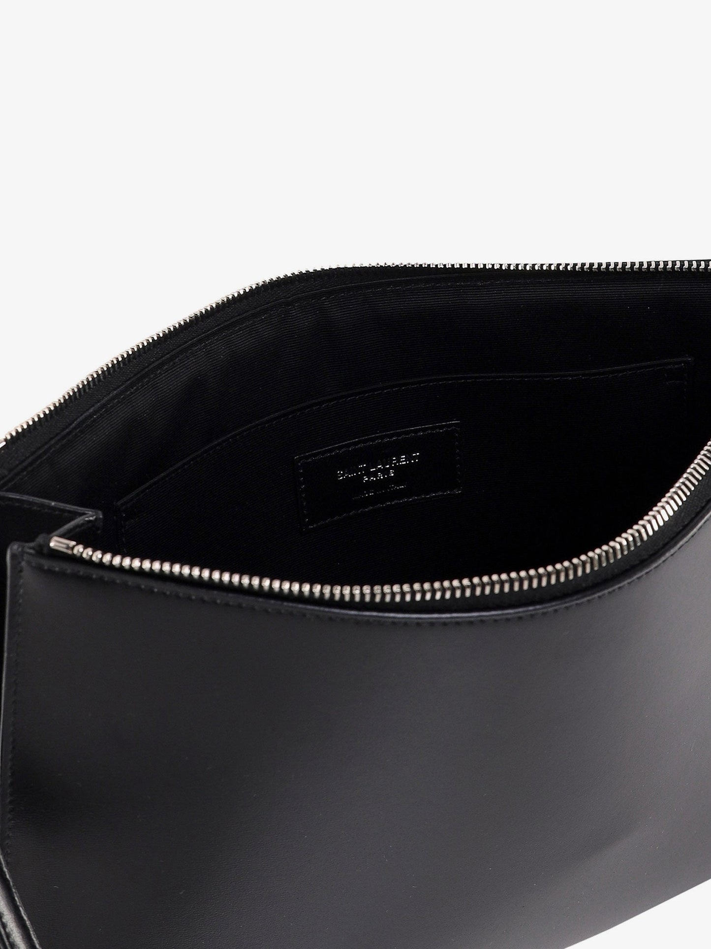 Saint Laurent Leather Clutch With Monogram Detail