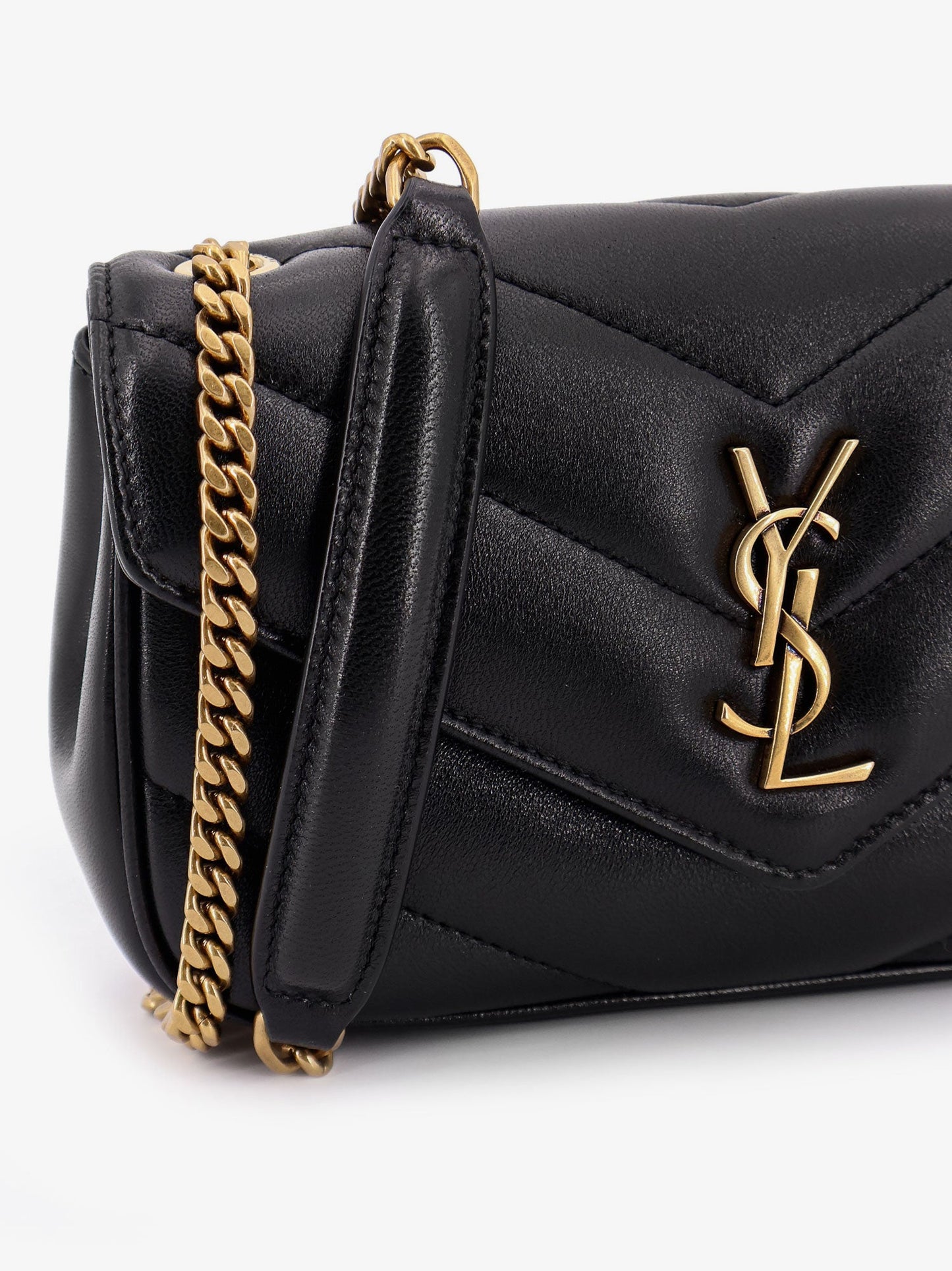 Saint Laurent Loulou Mini Leather Crosbody Bag With Chevron Stitching