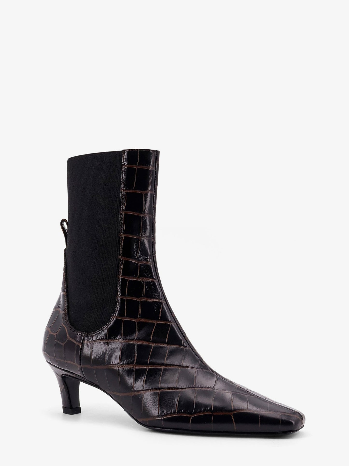 Toteme The Mid Heel Boot Leather Boots With Croco Effect