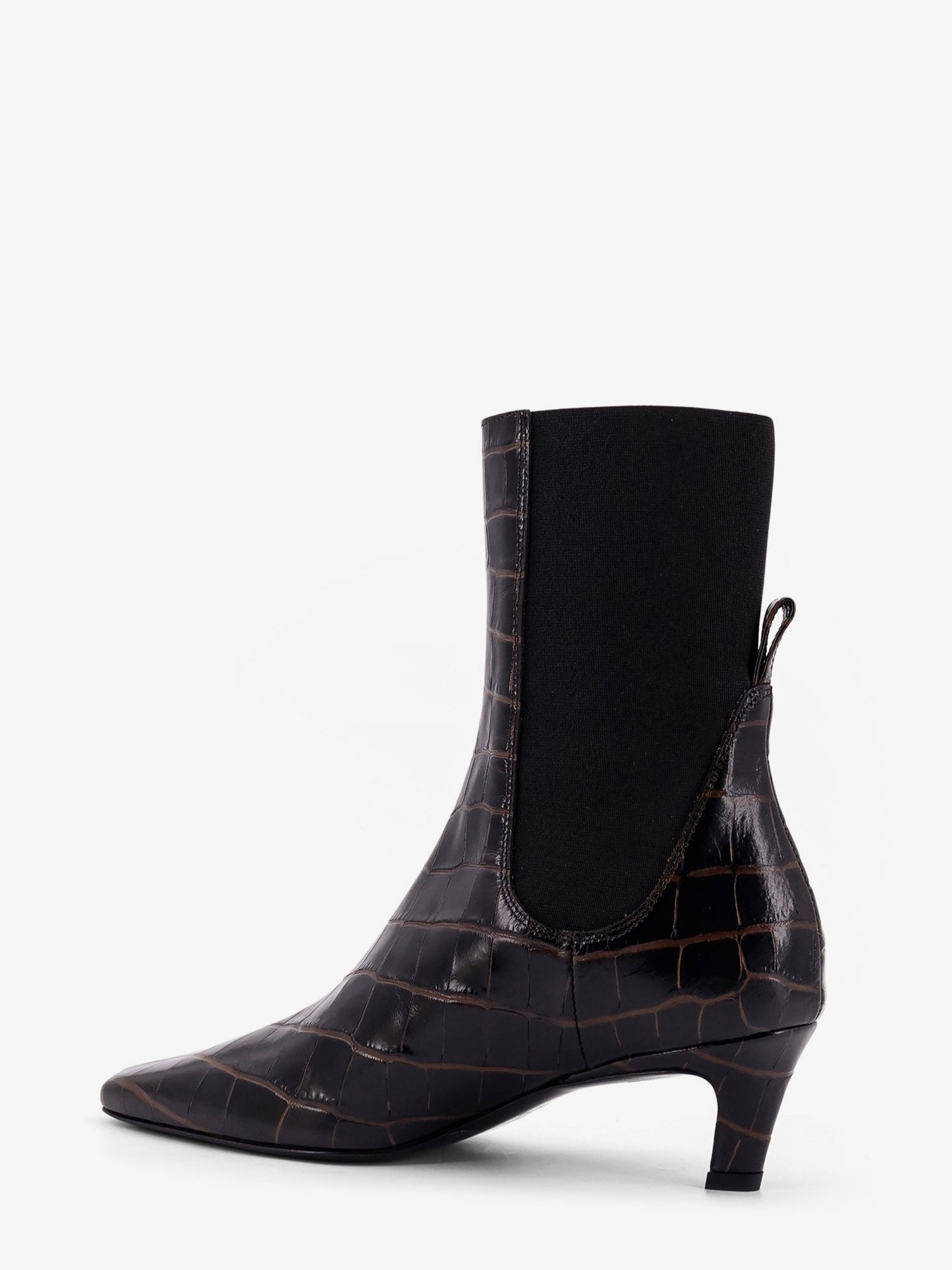 Toteme The Mid Heel Boot Leather Boots With Croco Effect