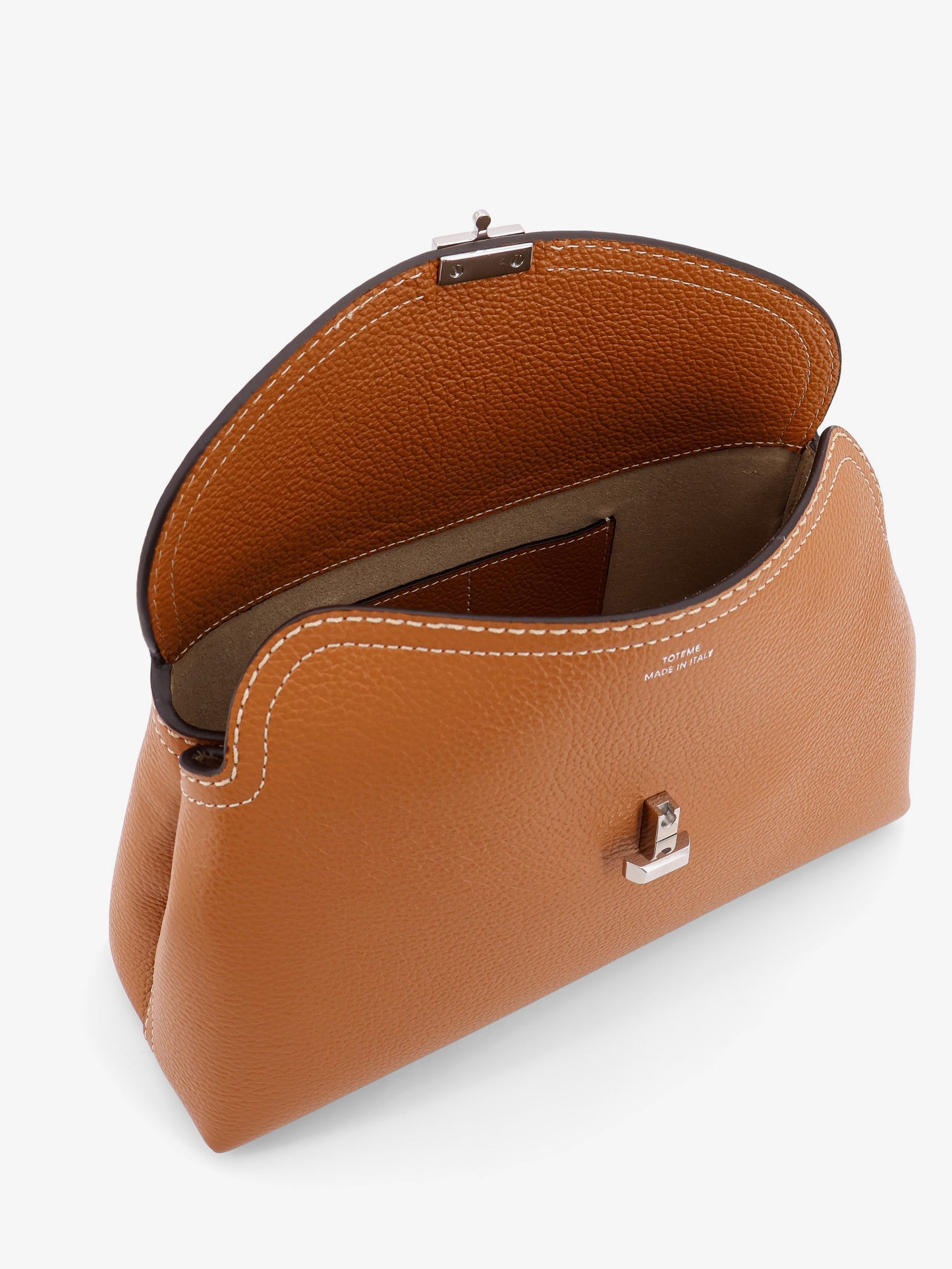 Toteme T Lock Leather Clutch With Contrasting Stitchings