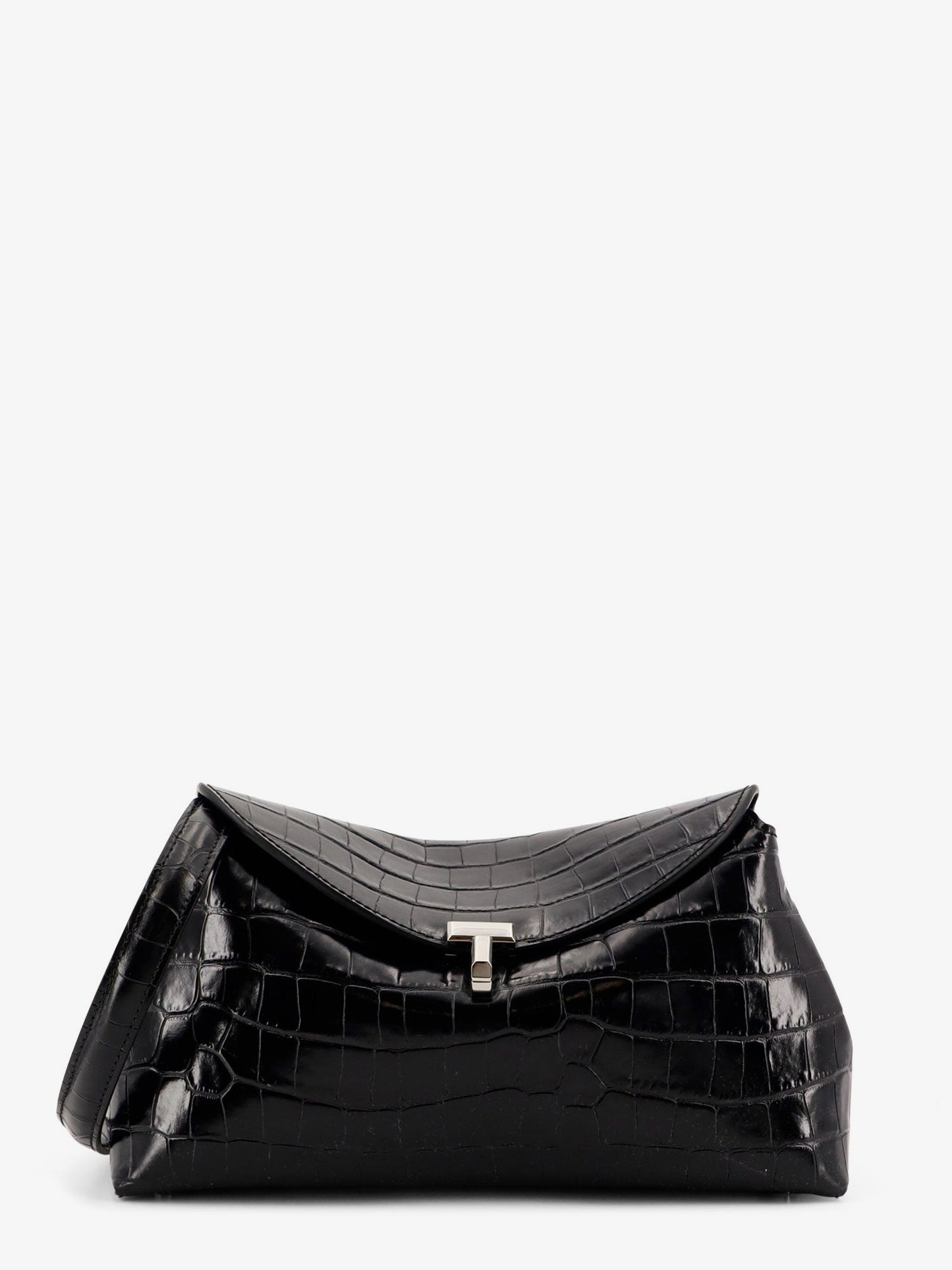 Toteme T Lock Clutch Leather Shoulder Bag With Croco Effect