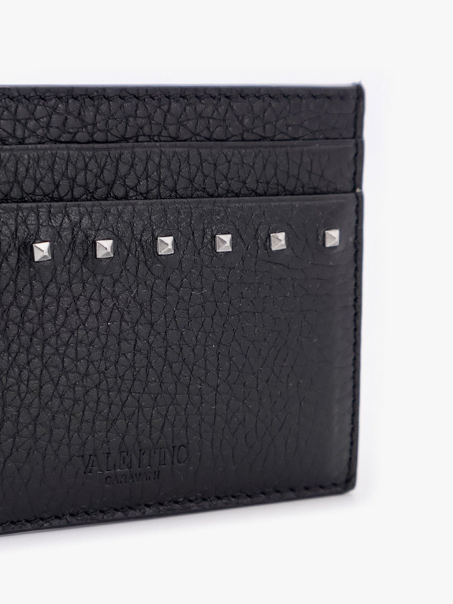 Valentino Garavani Leather Card Holder With Stud Detail