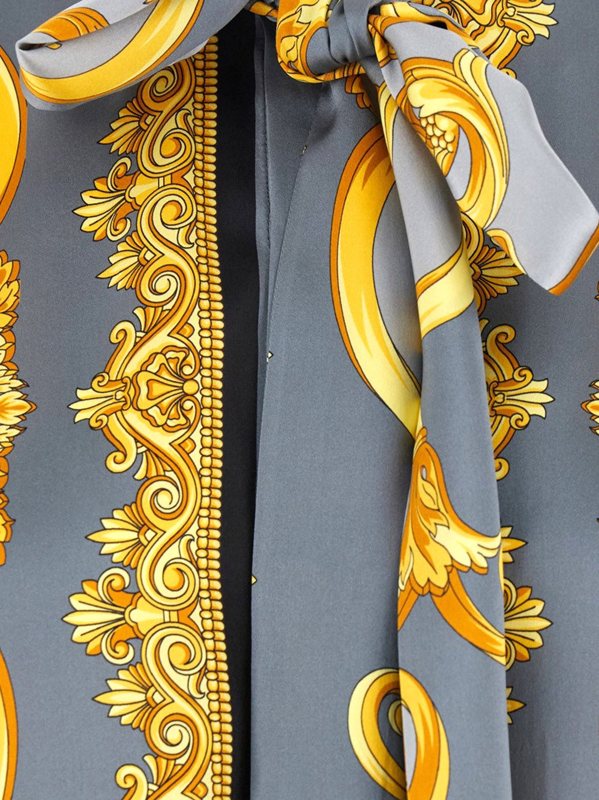 Versace Cheetah Foulard Lavallière silk shirt - Light Grey+Elephant Grey