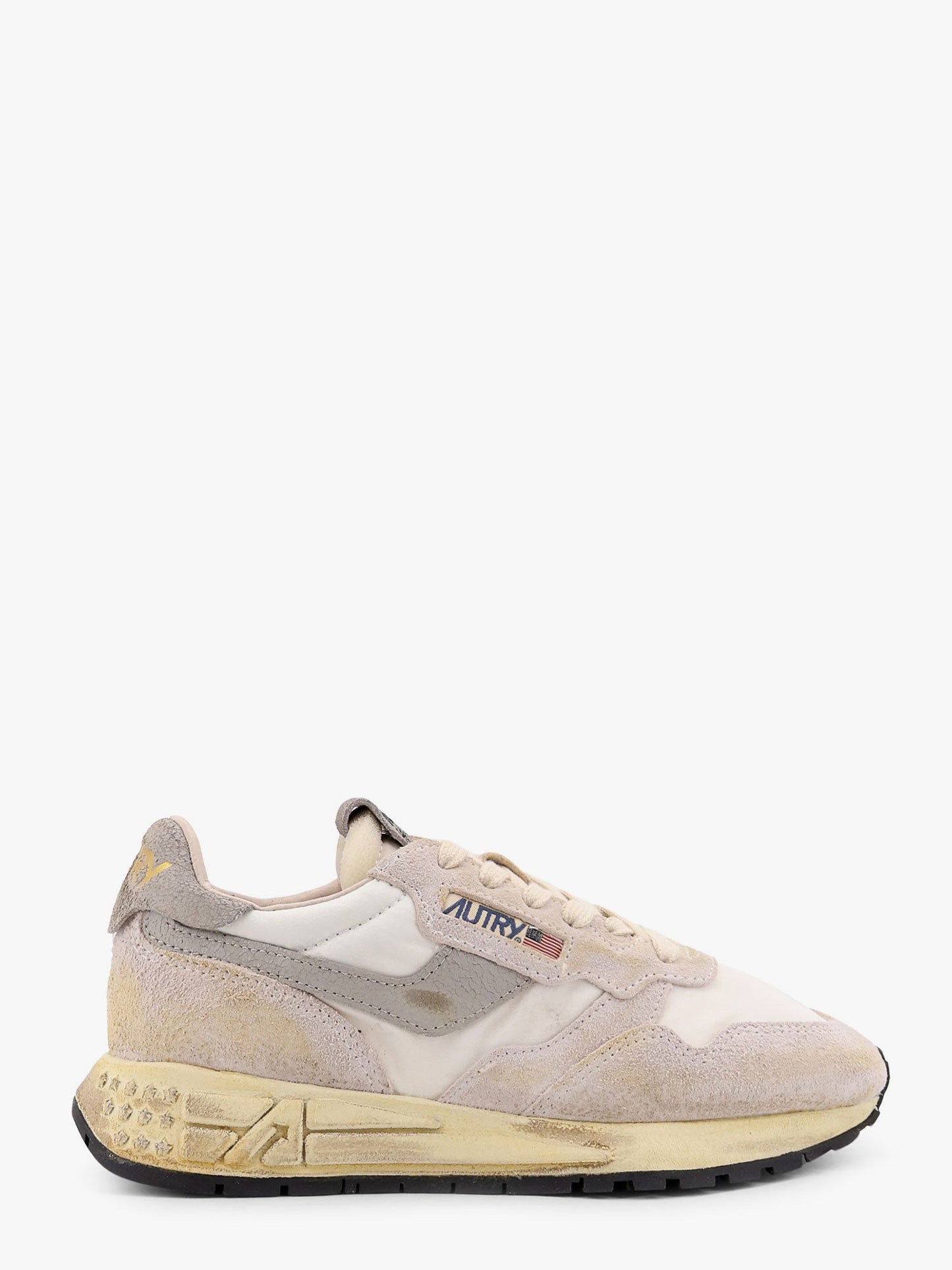 Autry Reelwind Low Top Suede And Nylon Sneakers With Used Effect