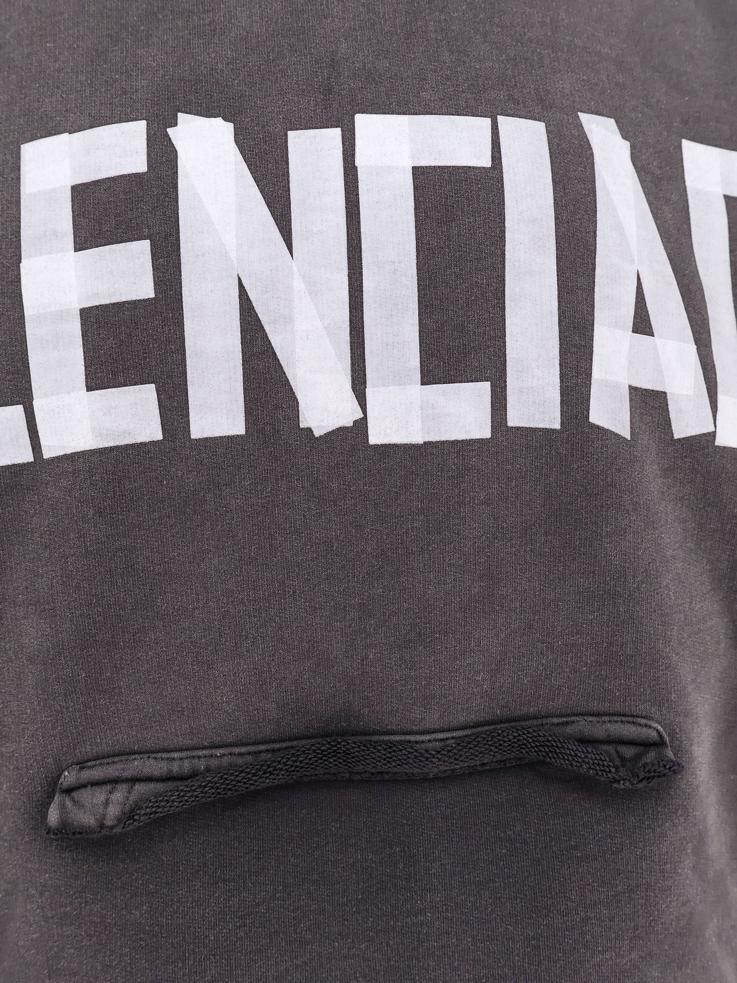 Balenciaga Used Effect Cotton Sweatshirt With New Tape Logo