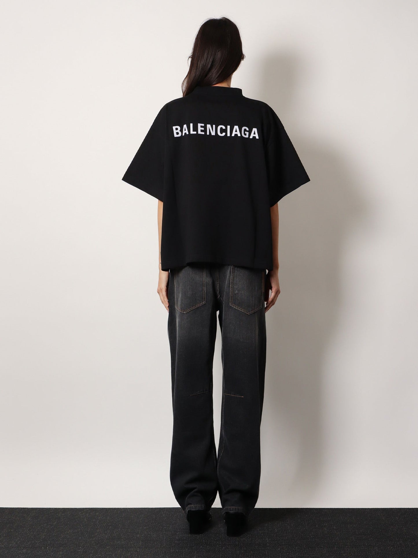 Balenciaga Cropped T Shirt With Logo Embroidery