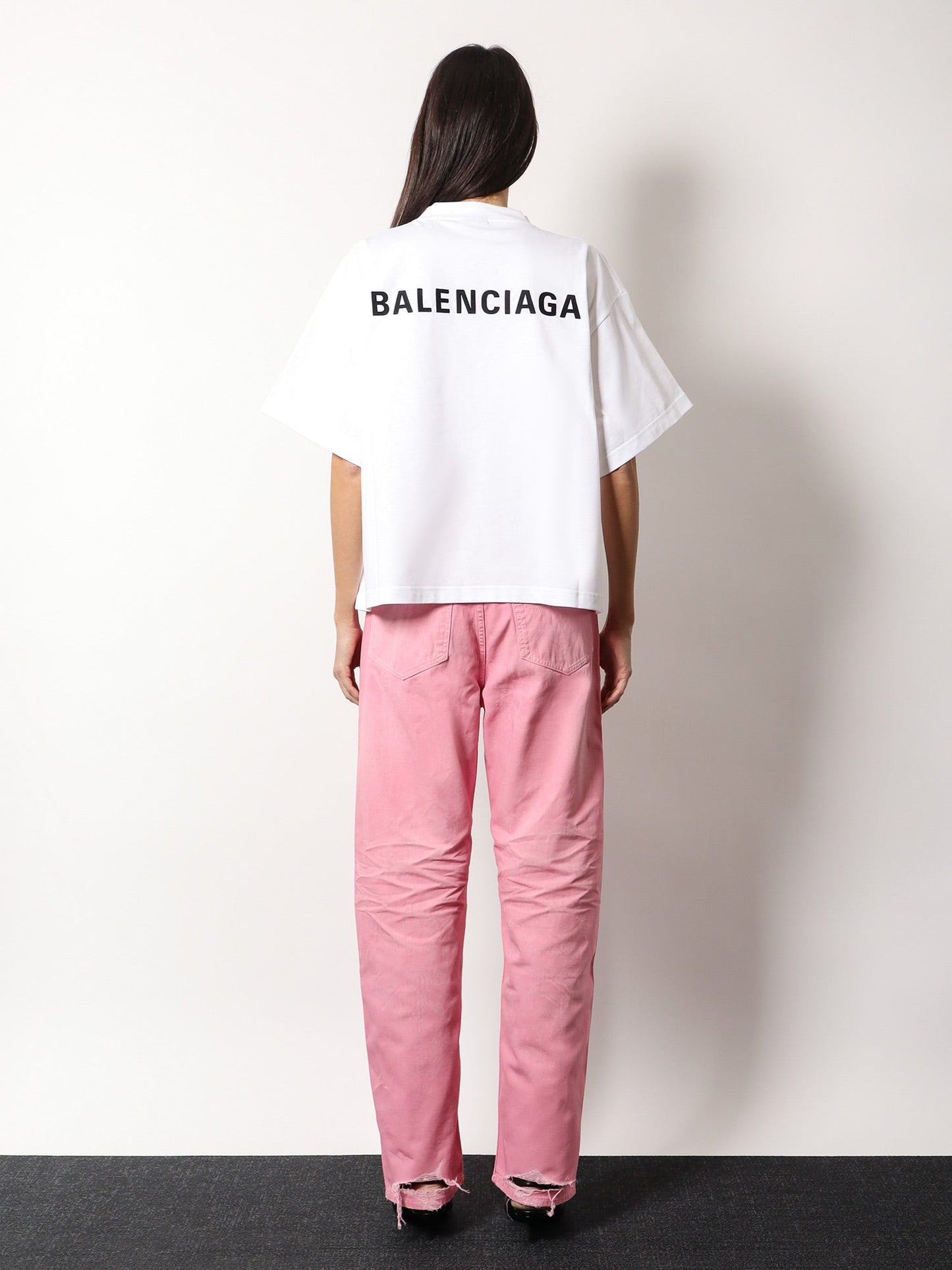 Balenciaga Cropped T Shirt With Logo Embroidery