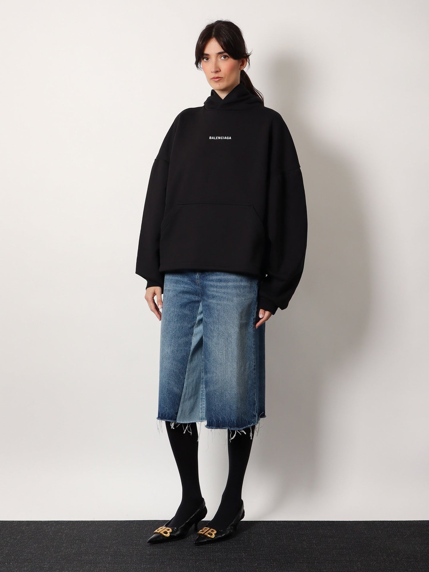 Balenciaga Cropped Sweatshirt With Embroidered Logo
