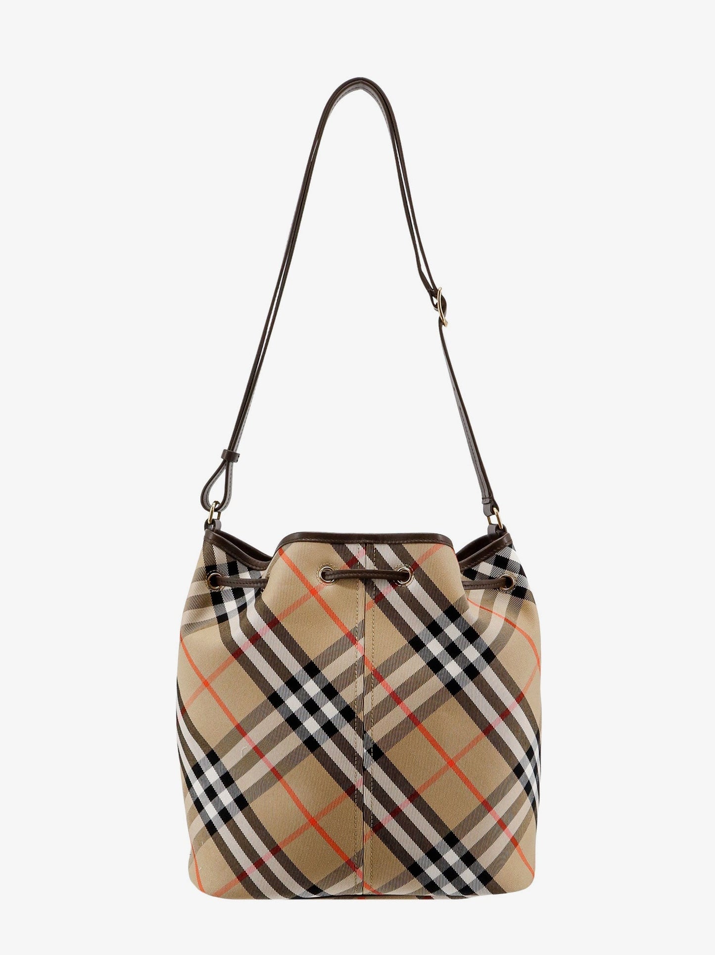 Burberry Canvas Bucket Bag With Check Motif