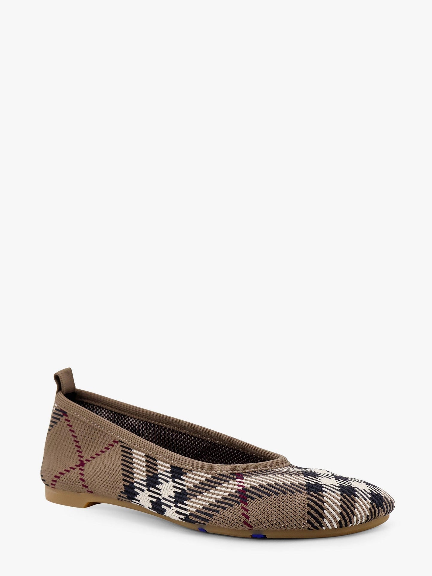Burberry Knit Baby Nylon Blend Ballerinas With Knitted Traditional Check