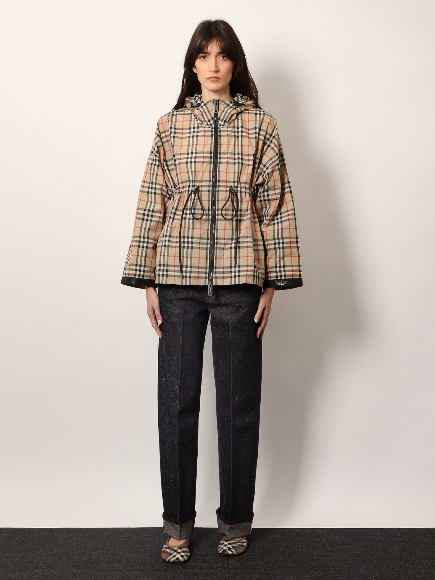 Burberry Cotton Blend Trouser With Metal Belt Loop
