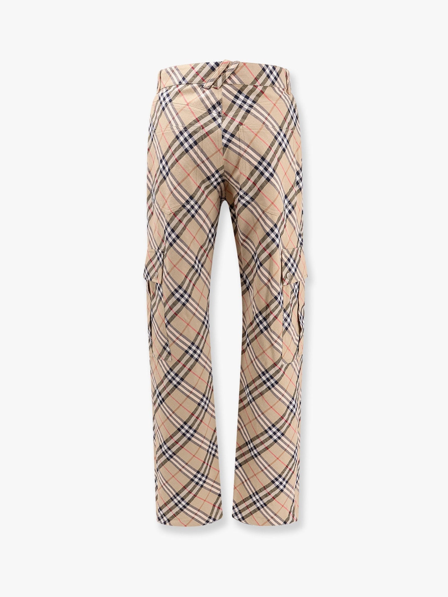 Burberry Cargo Linen And Cotton Trouser With Burberry Check Motif