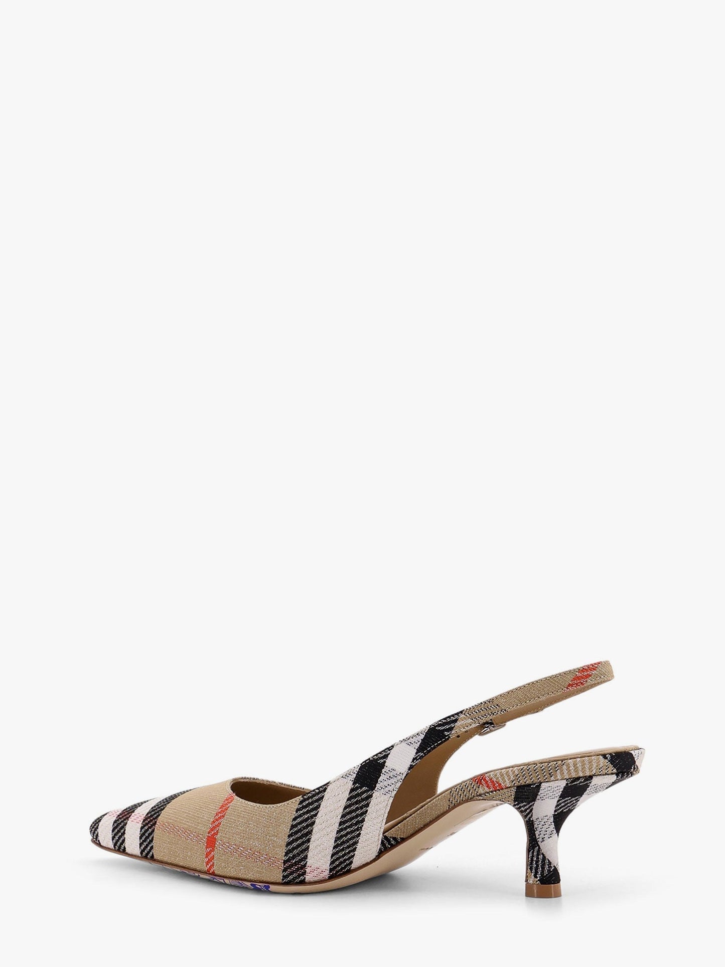 Burberry Cotton Blend With Metallic Weave Birdie Check Slingback Décolleté