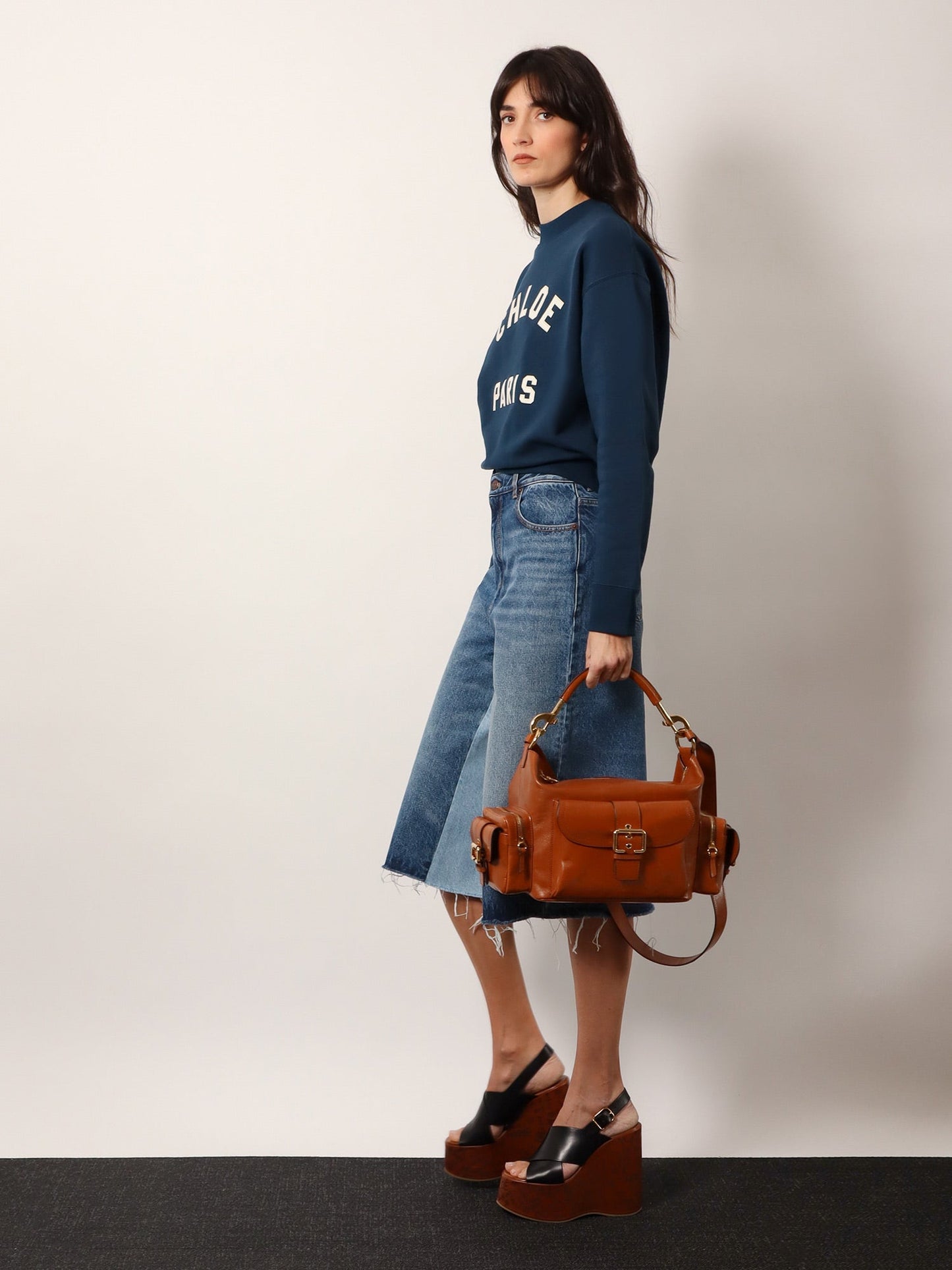 Chloe' Cotton Sweatshirt With Lettering Logo