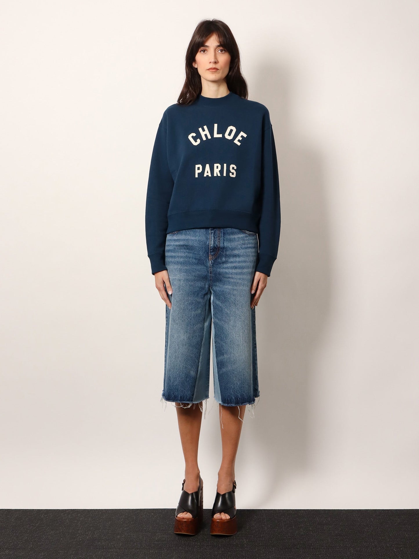 Chloe' Cotton Sweatshirt With Lettering Logo