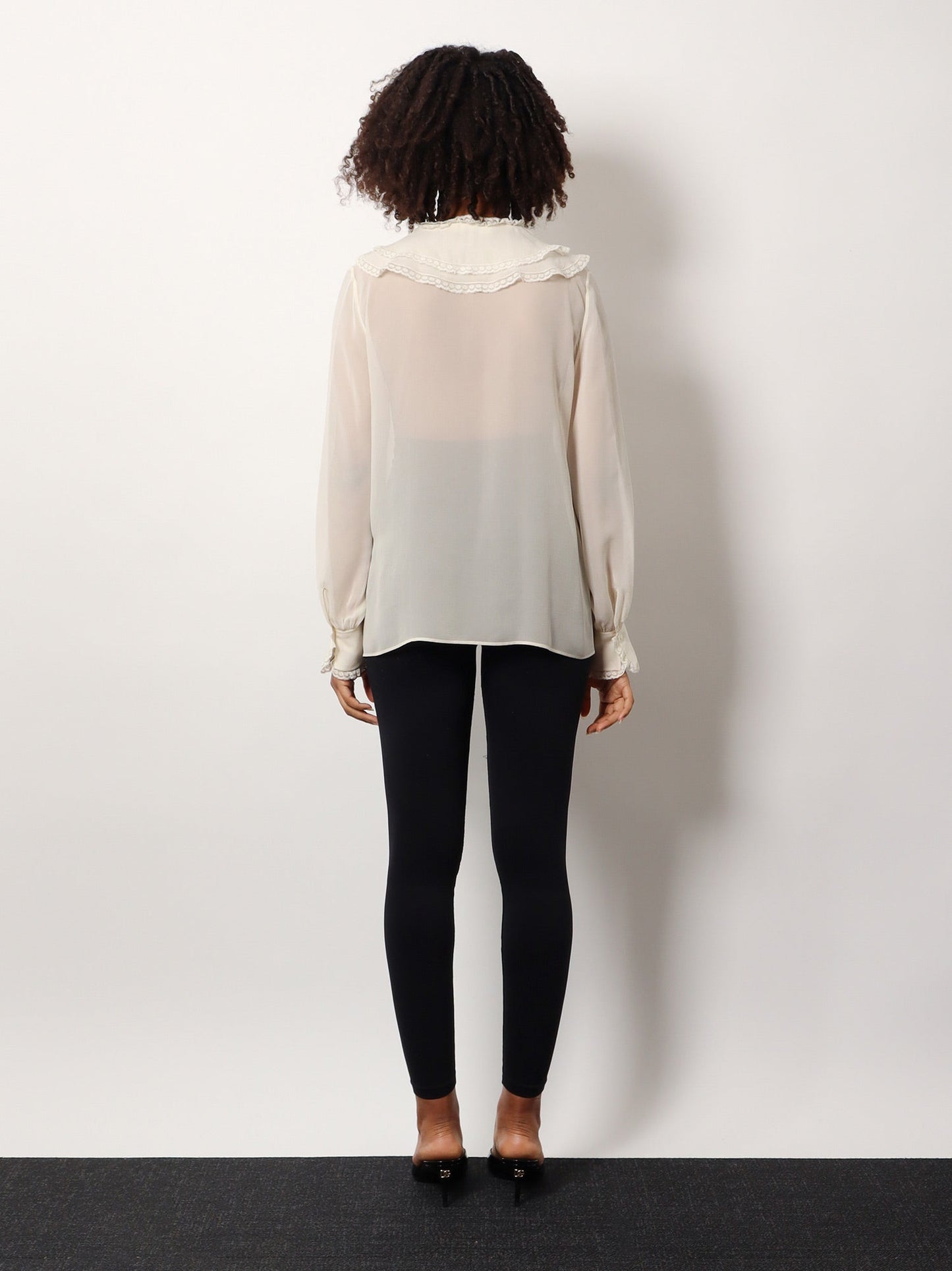 Chloe' Silk Shirt With Lace Profiles