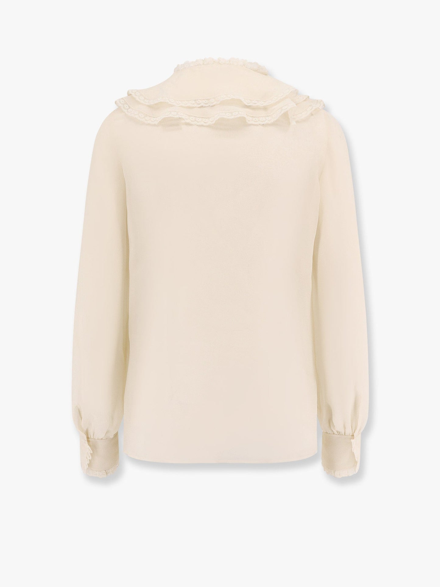 Chloe' Silk Shirt With Lace Profiles