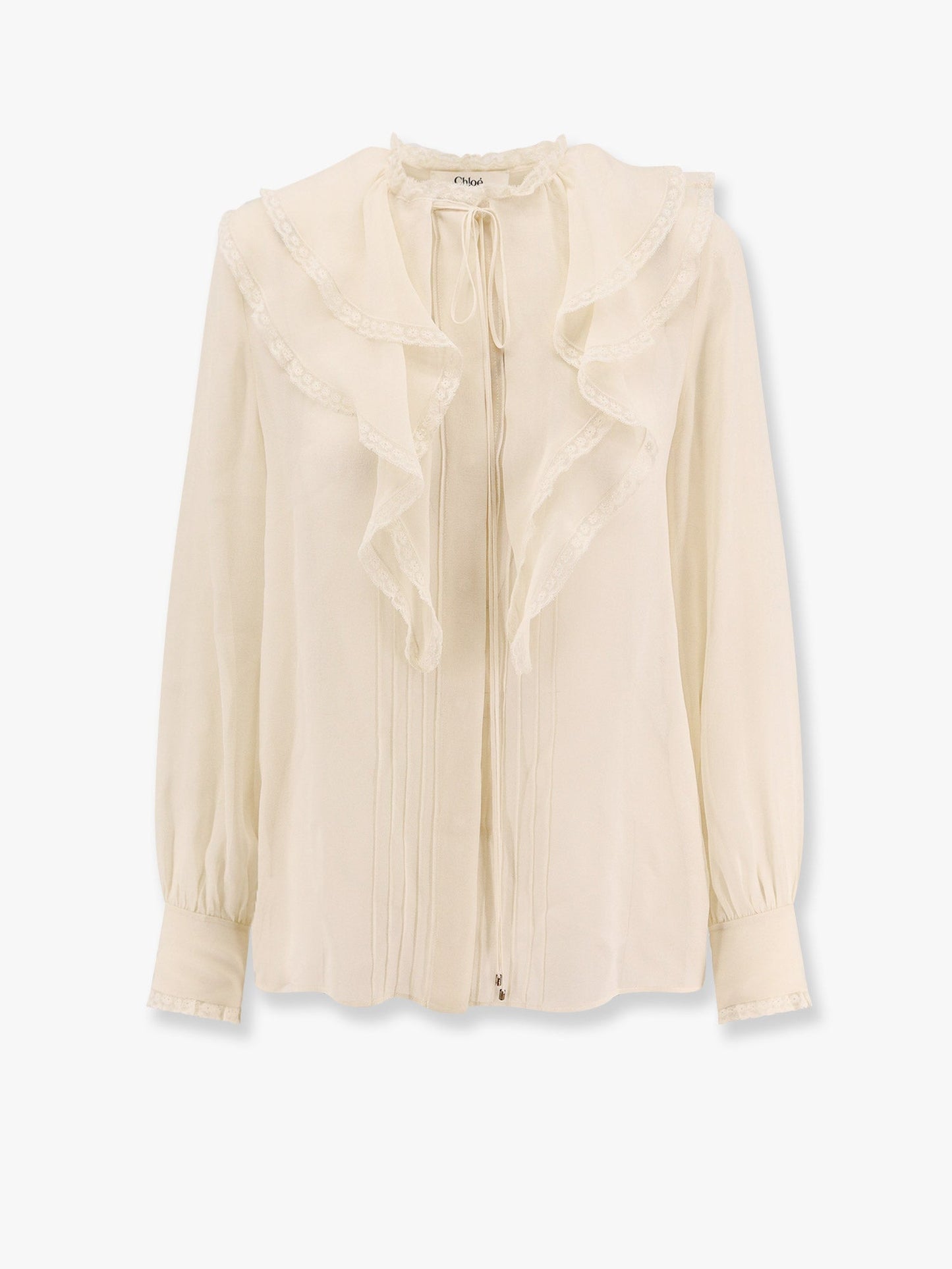 Chloe' Silk Shirt With Lace Profiles