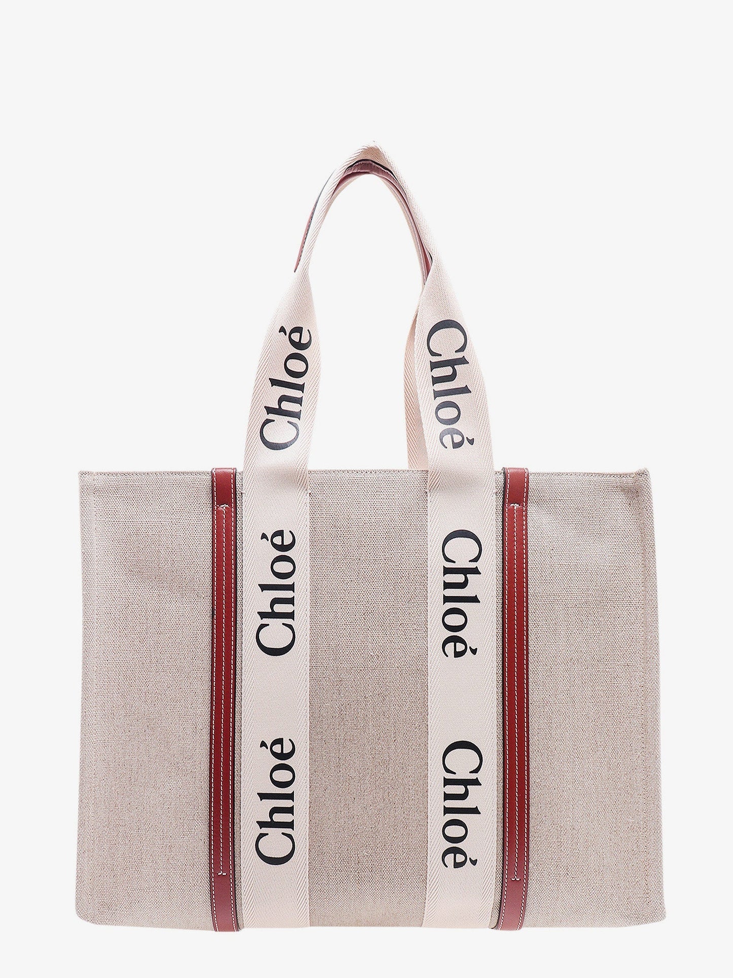 Chloe' Linen Shoulder Bag With Logo Print. This Bag Is Made With Lower Environmental Impact Material